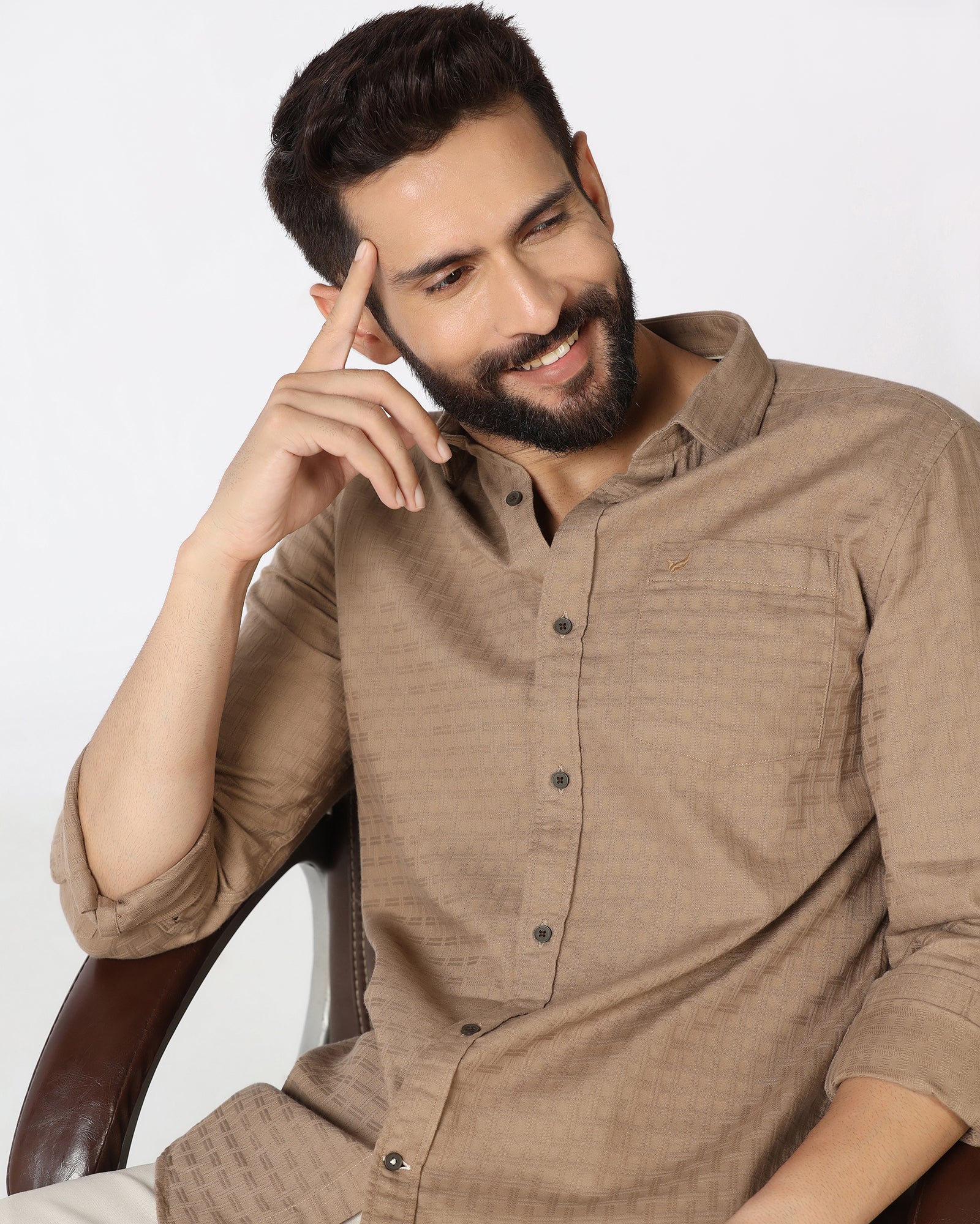 Khaki Solid Shirt - Orcad - Image 7