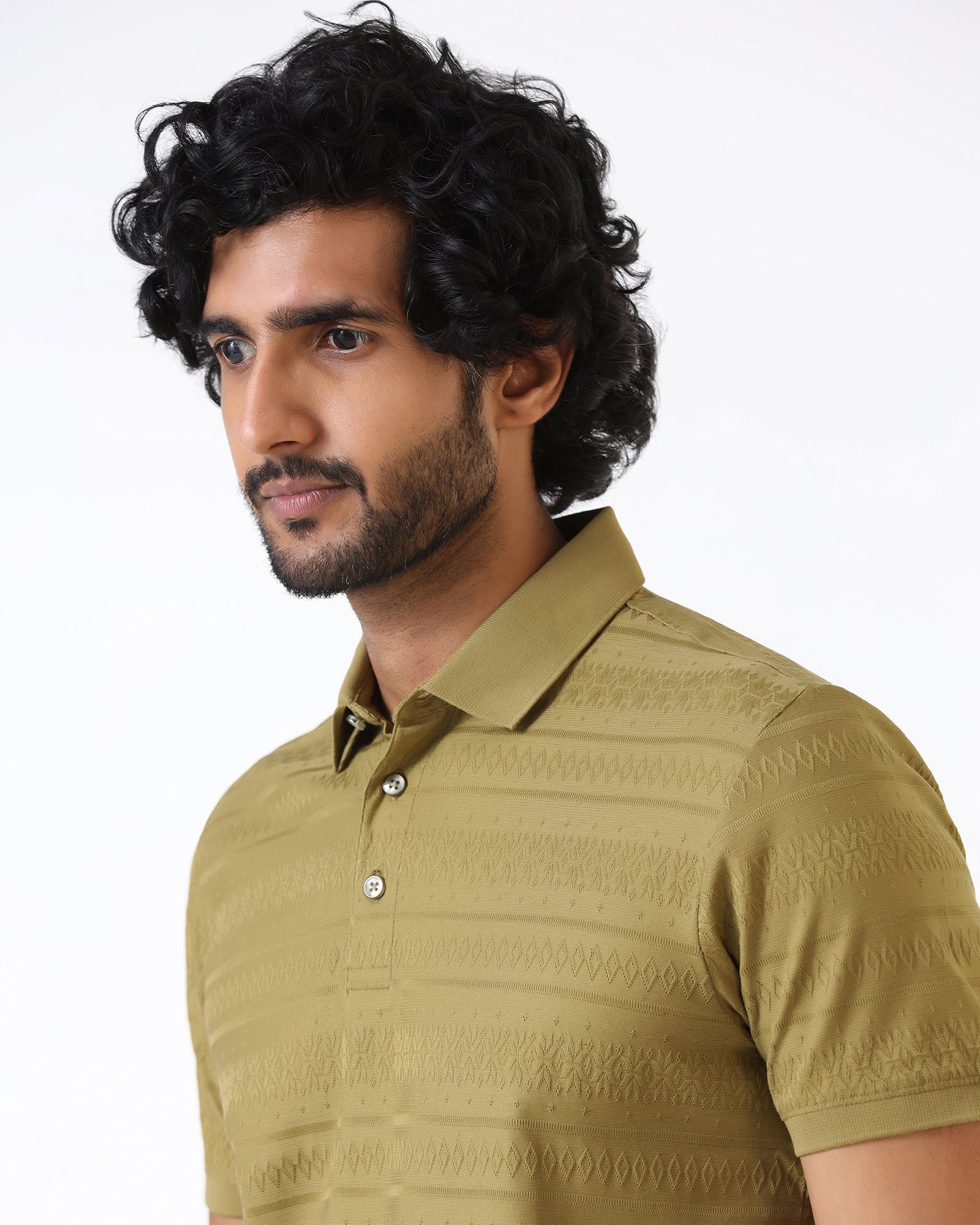 Khaki Textured Polo - Tomb - Image 4