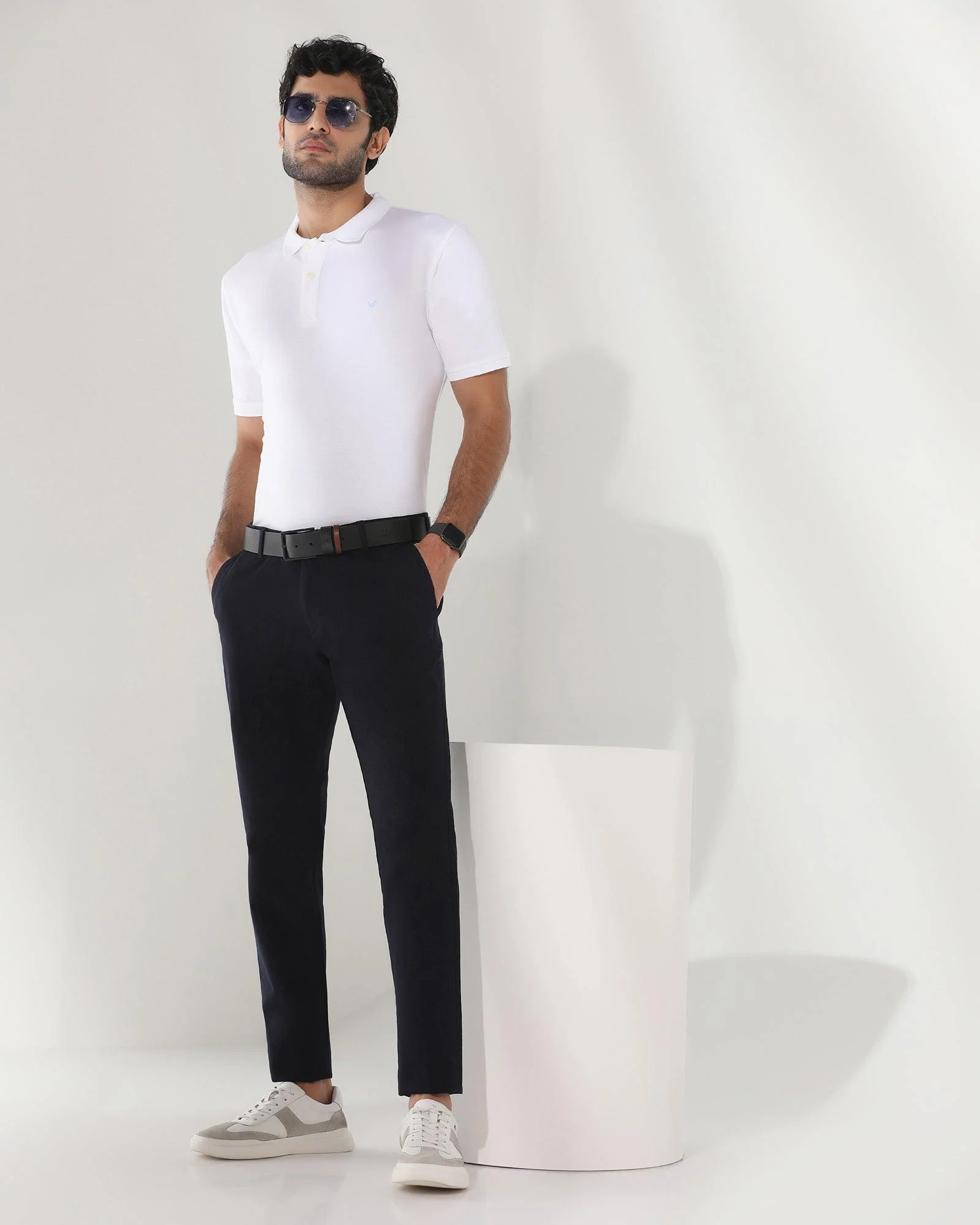 Slim Fit B-91 Casual Navy Solid Khakis - Kiler - Image 3