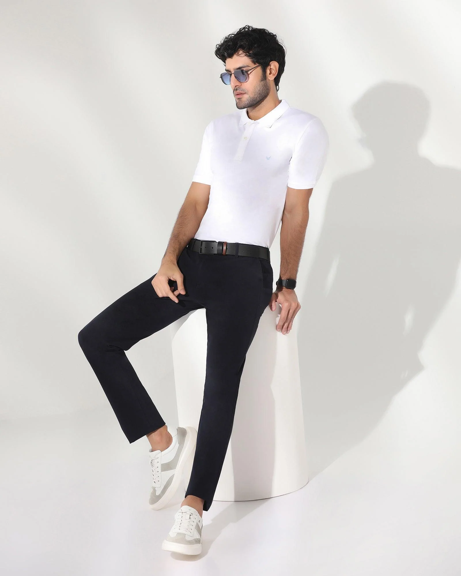 Slim Fit B-91 Casual Navy Solid Khakis - Kiler - Image 6