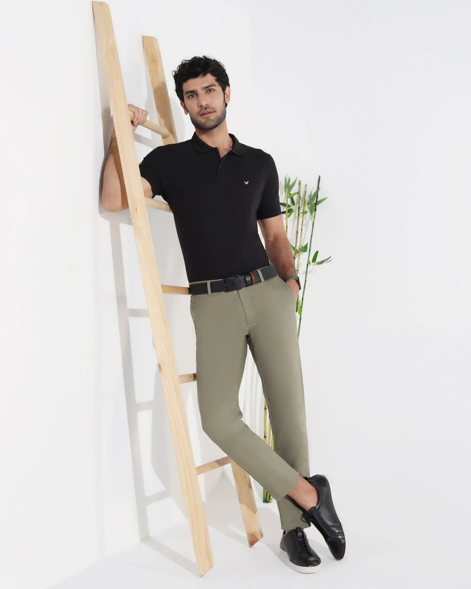 Slim Fit B-91 Casual Olive Solid Khakis - Kiler - Image 3