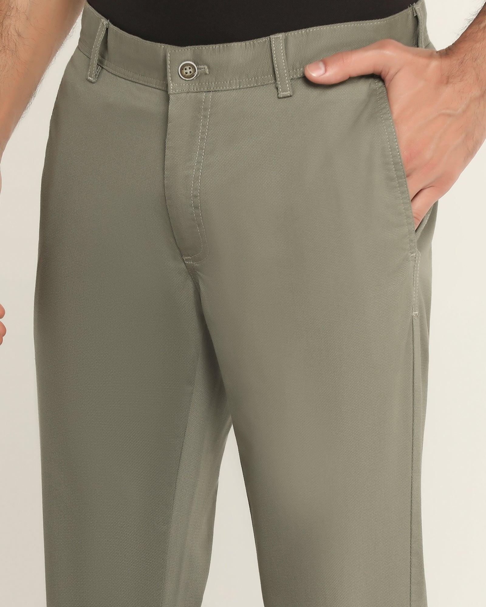 Slim Fit B-91 Casual Olive Solid Khakis - Kiler - Image 4