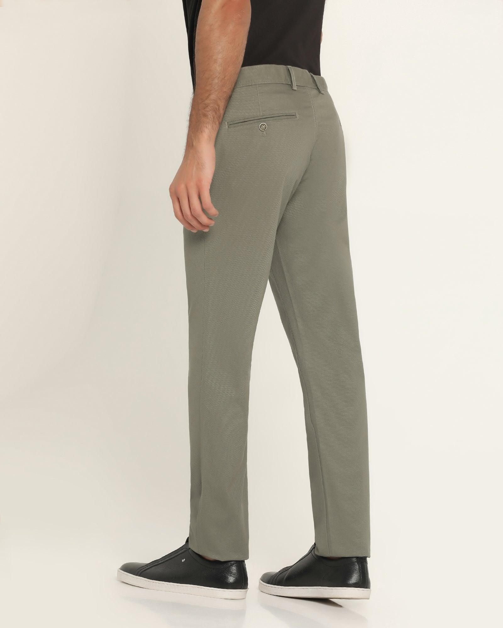 Slim Fit B-91 Casual Olive Solid Khakis - Kiler - Image 6