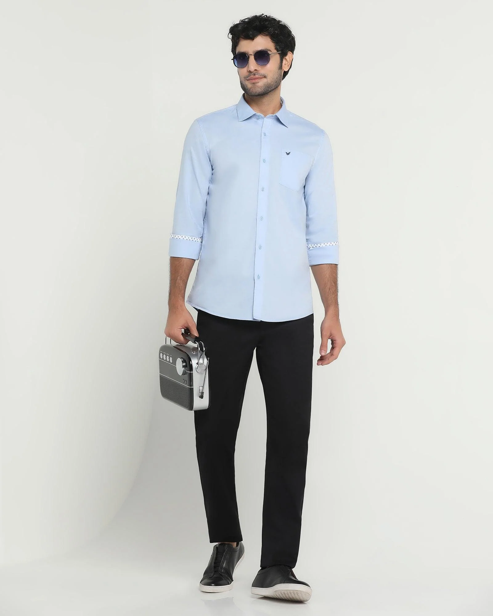 Must Haves Slim Comfort B-95 Casual Black Solid Khakis - Kimon - Image 5