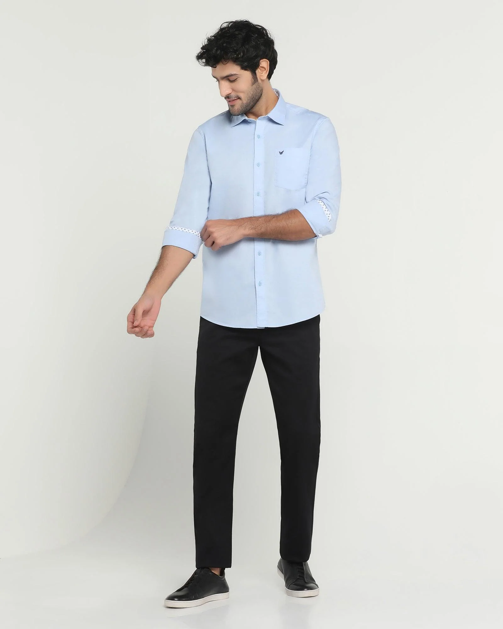 Must Haves Slim Comfort B-95 Casual Black Solid Khakis - Kimon - Image 6
