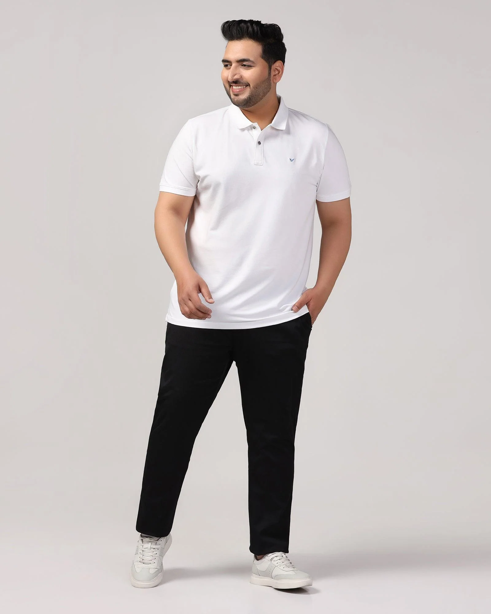 Must Haves Slim Comfort B-95 Casual Black Solid Khakis - Kimon - Image 9