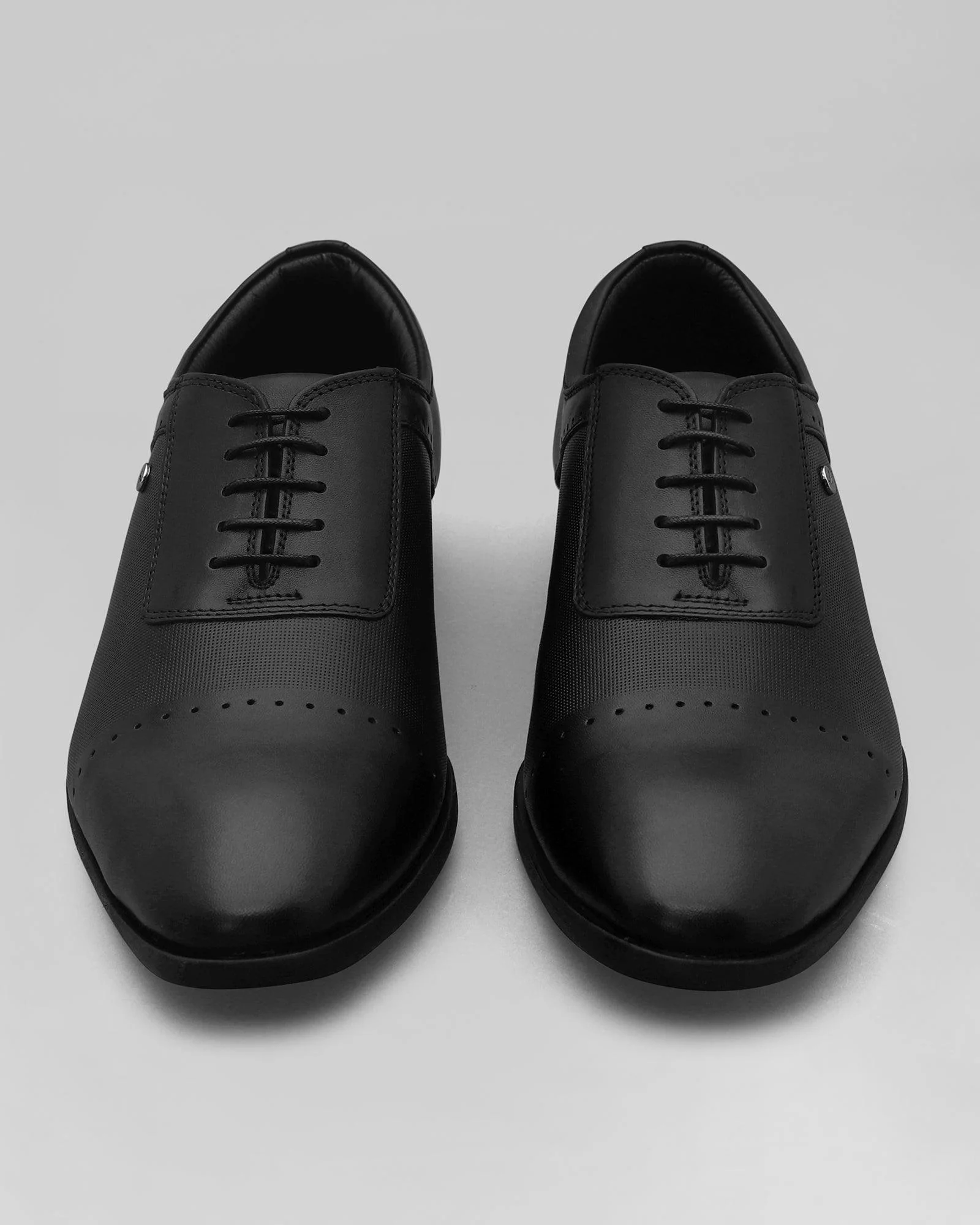 Must Haves Leather Black Textured Oxford Shoes - Kiwi - Image 5