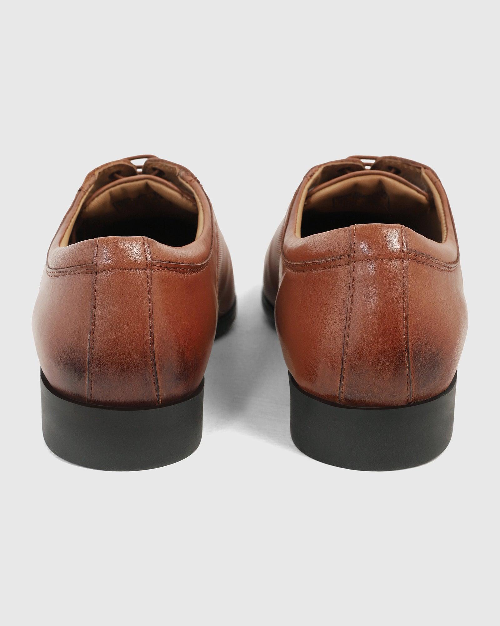 Must Haves Leather Tan Textured Oxford Shoes - Kiwi - Image 5