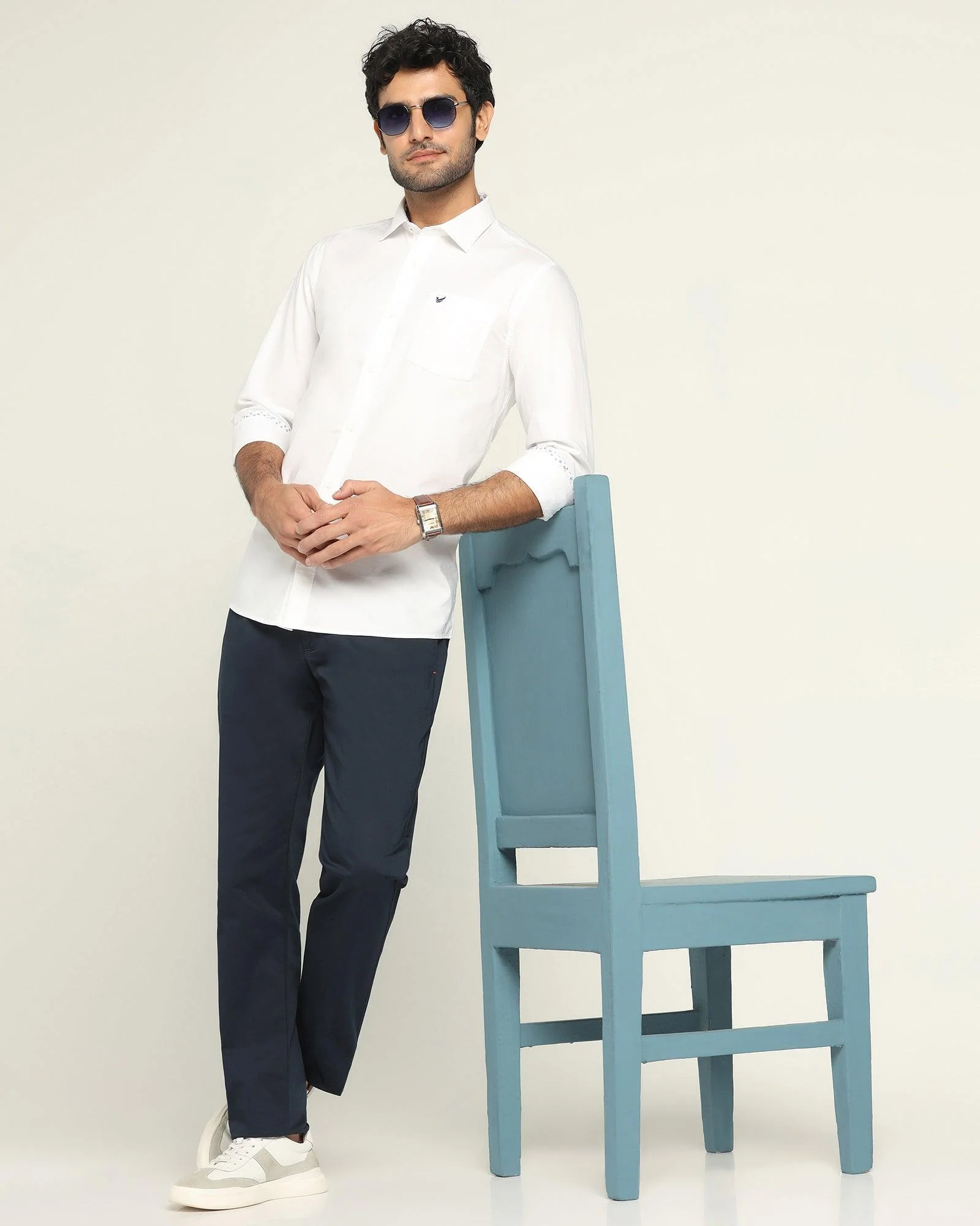 Slim Comfort B-95 Casual Twilight Navy Solid Khakis - Kolt - Image 6