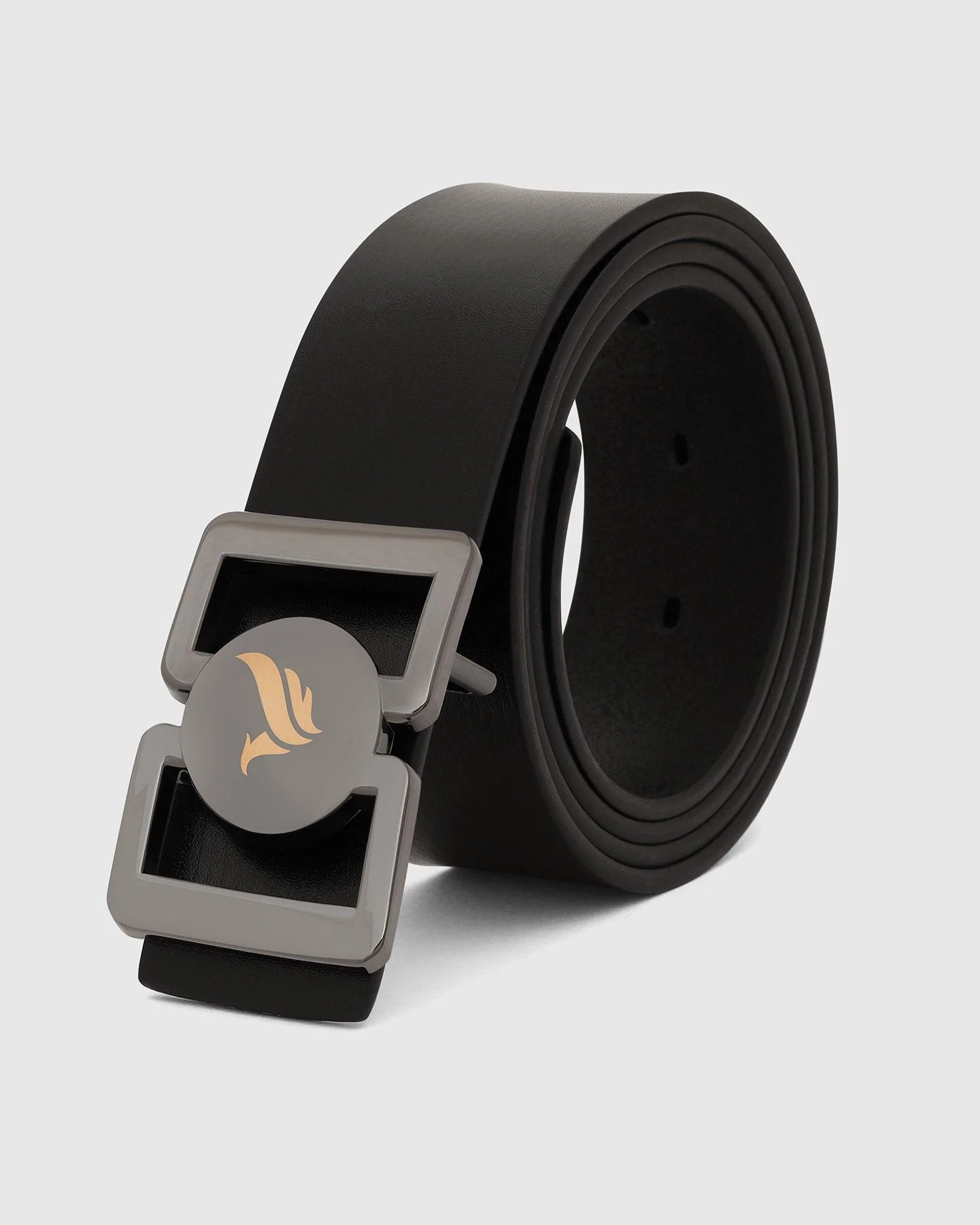 Leather Black Solid Belt - Umiro - Image 3