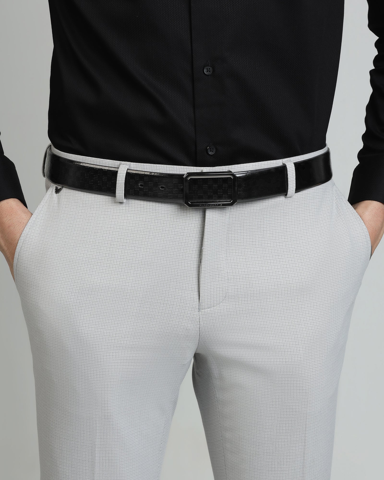 Leather Black Textured Belt - 9Veran - Image 6