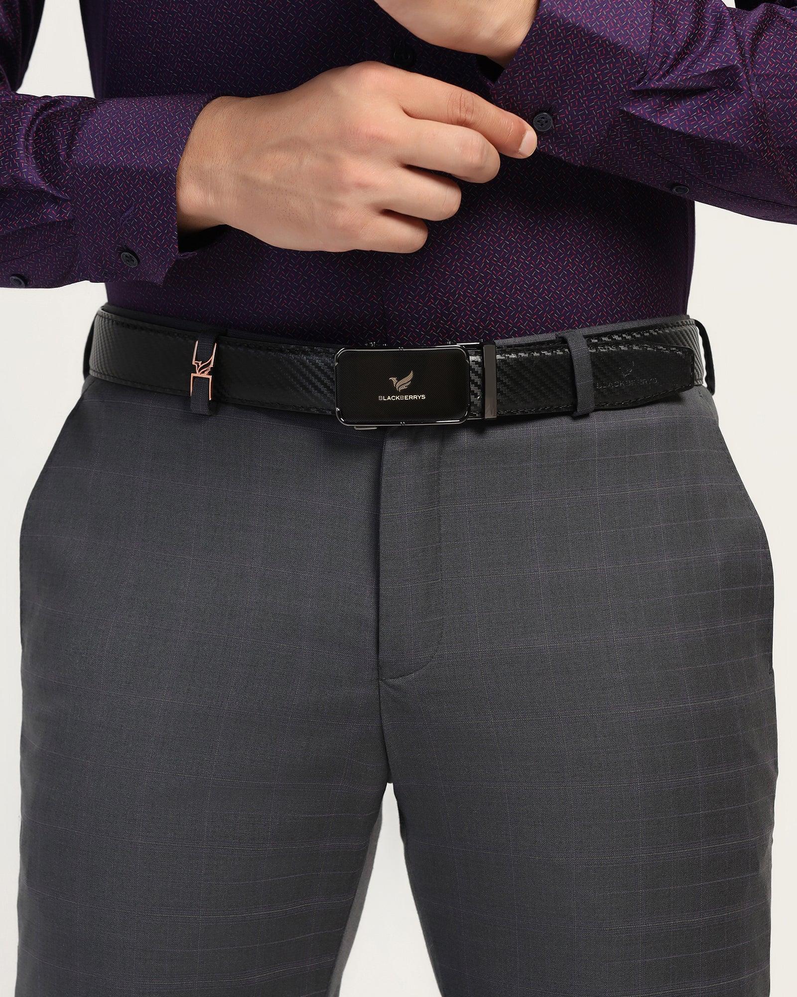 Leather Black Textured Belt - Unicore - Image 5