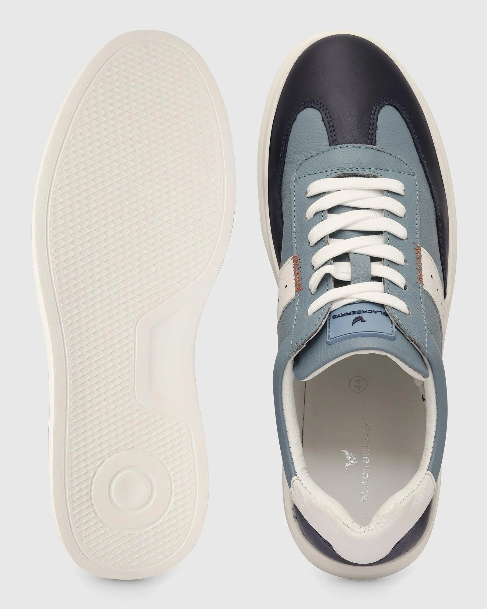 Leather Blue Solid Sneakers - Tammy - Image 2
