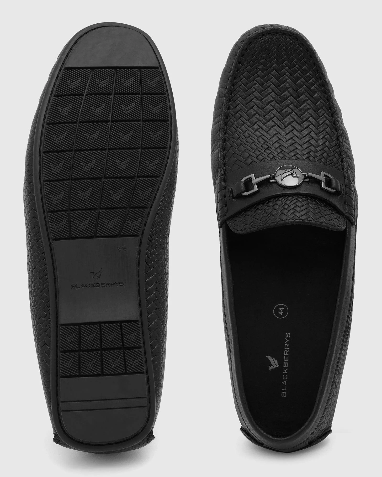 Leather Casual Black Textured Loafers Shoes - Thread - Image 3