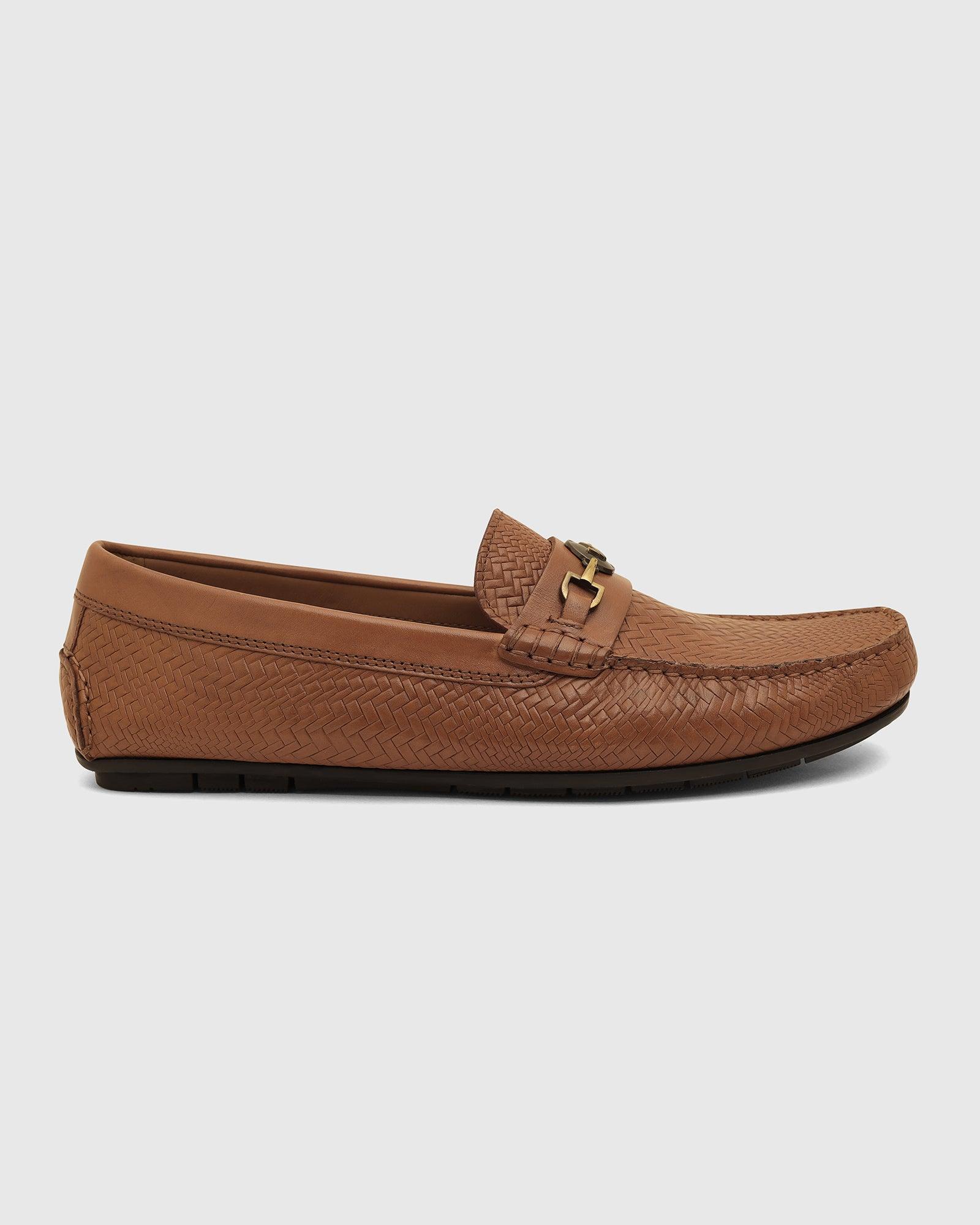 Leather Casual Tan Textured Loafers Shoes - Thread - Image 8