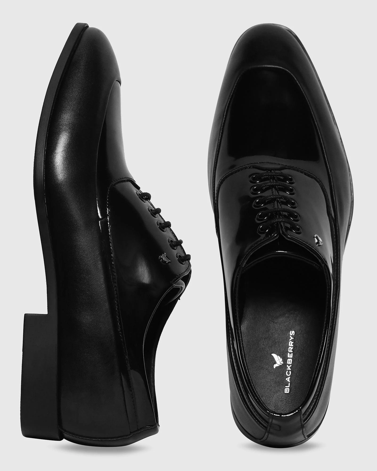 Leather Jet Black Solid Oxford Shoes - Tall - Image 4