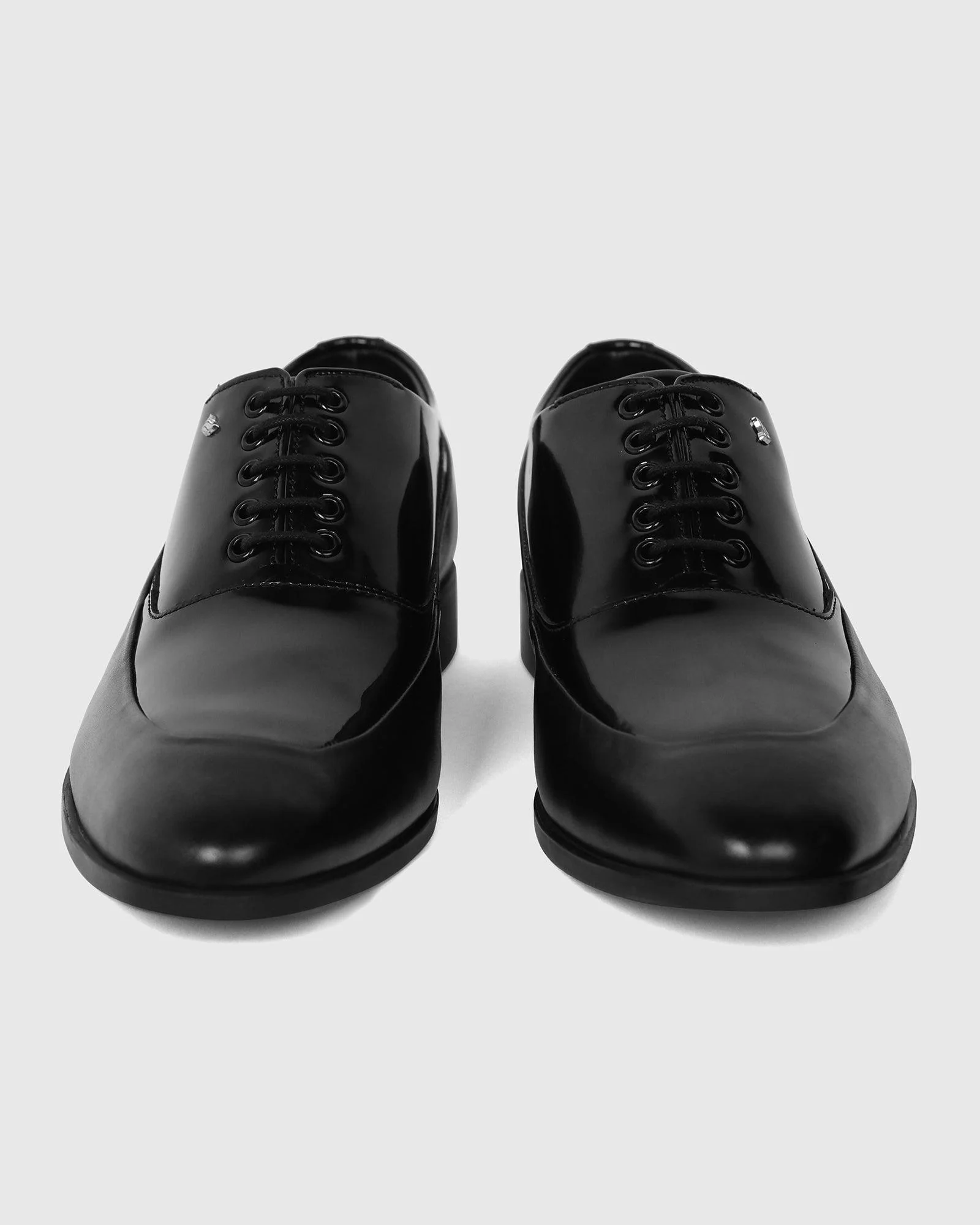 Leather Jet Black Solid Oxford Shoes - Tall - Image 6