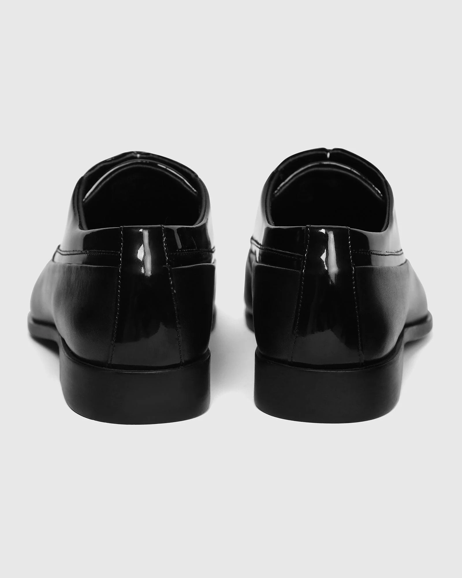 Leather Jet Black Solid Oxford Shoes - Tall - Image 8