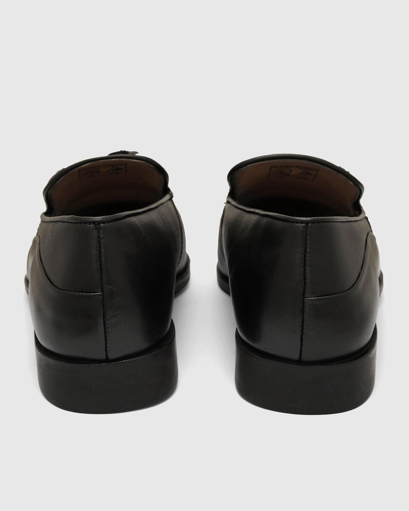 Leather Jet Black Solid Slip On Shoes - Theon - Image 5
