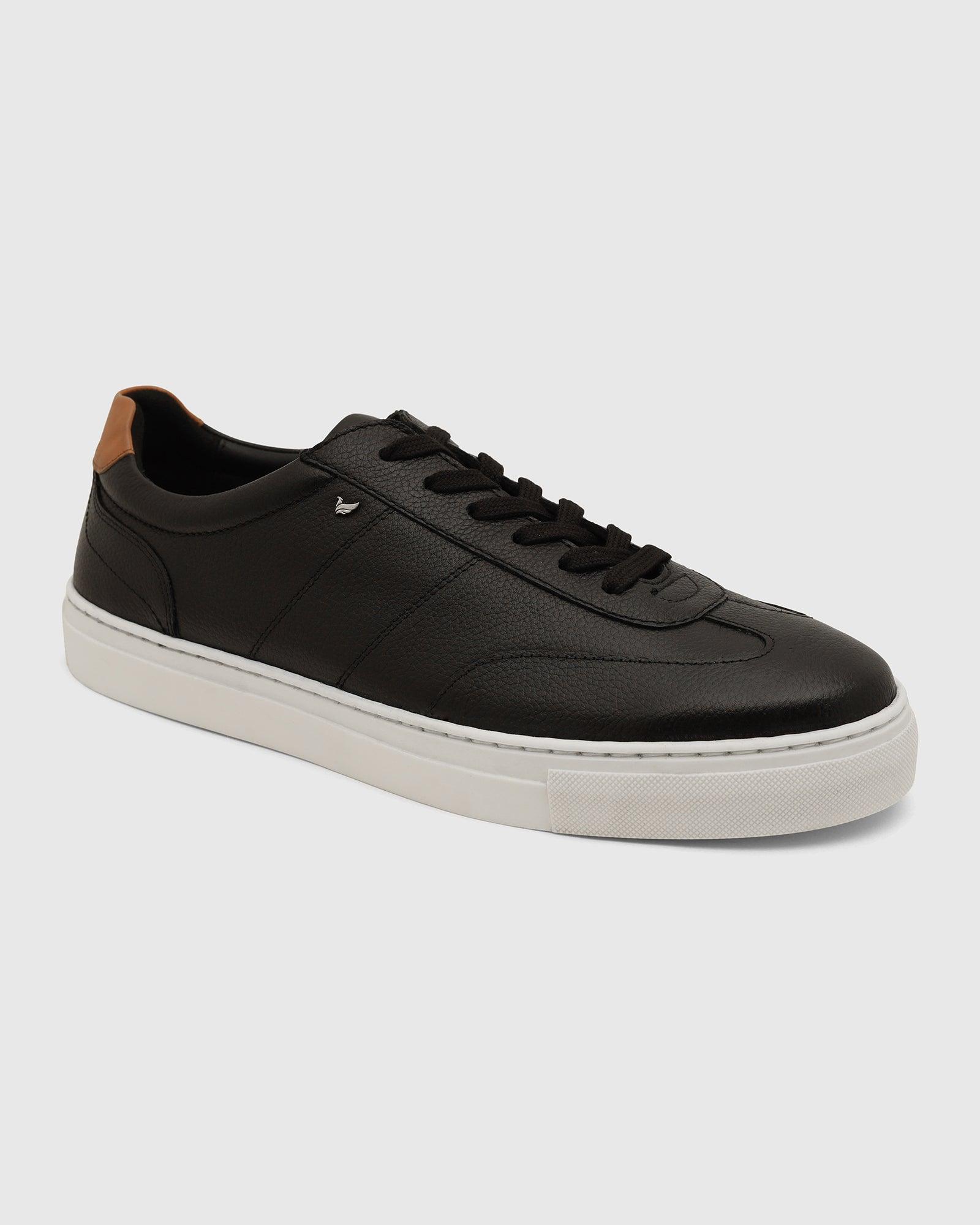 Leather Jet Black Solid Sneakers - Tablet - Image 8