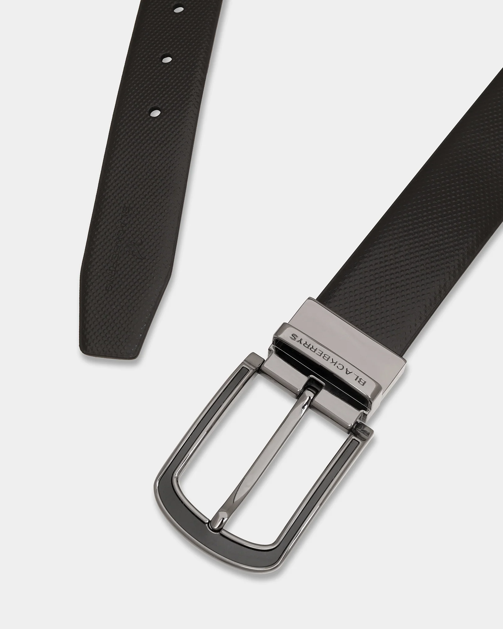Leather Reversible Black & Brown Textured Belt - Aplite - Image 2