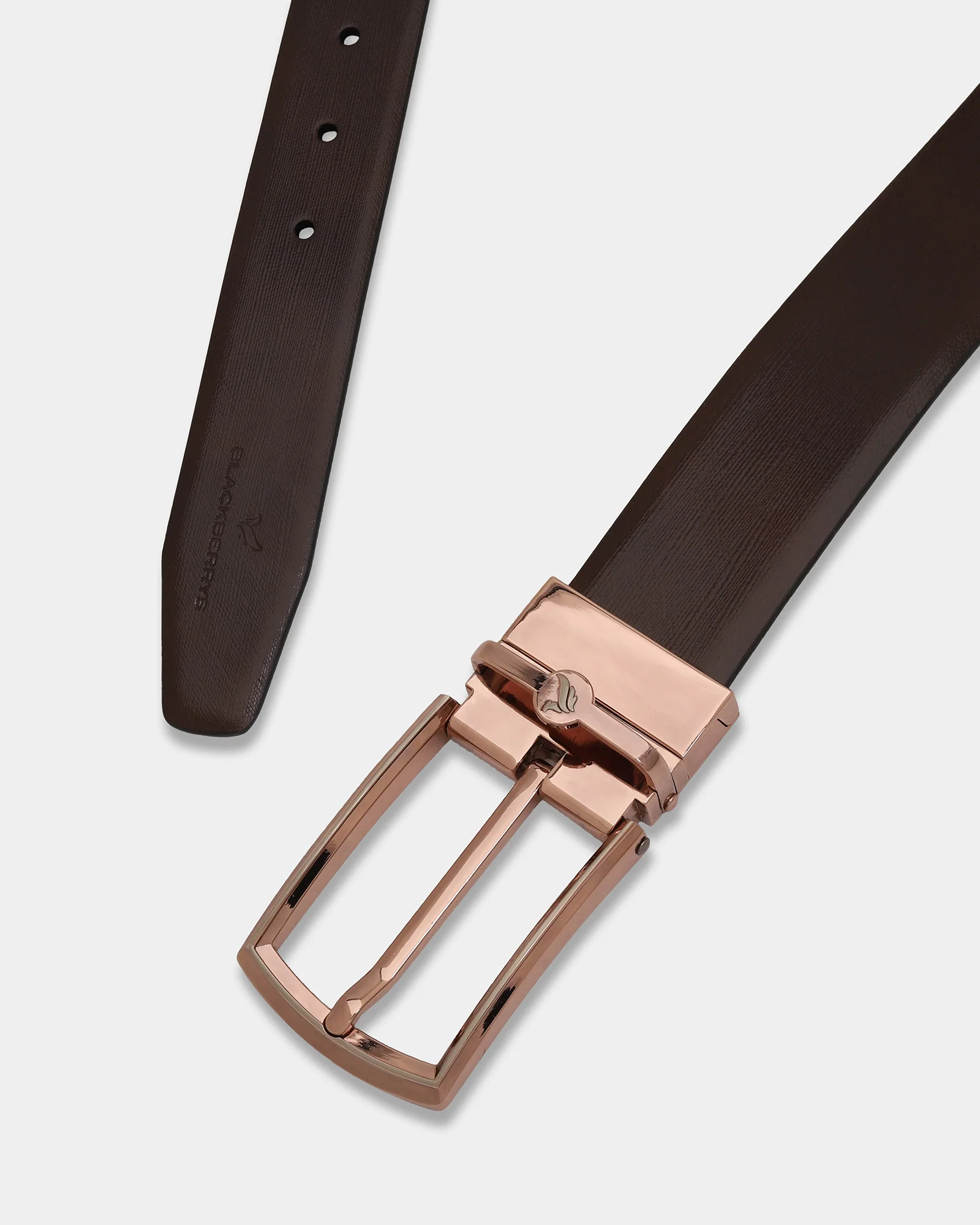 Leather Reversible Black & Brown Textured Belt - Azure - Image 2