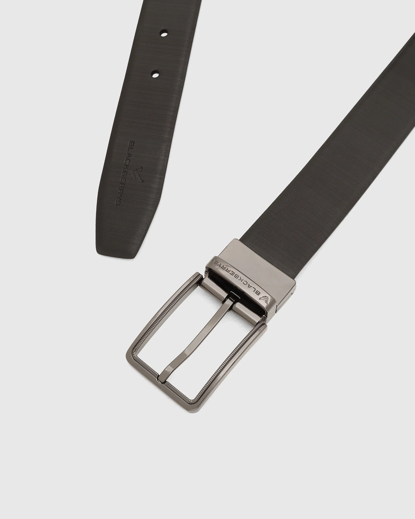 Leather Reversible Black & Brown Textured Belt - Vallen - Image 2