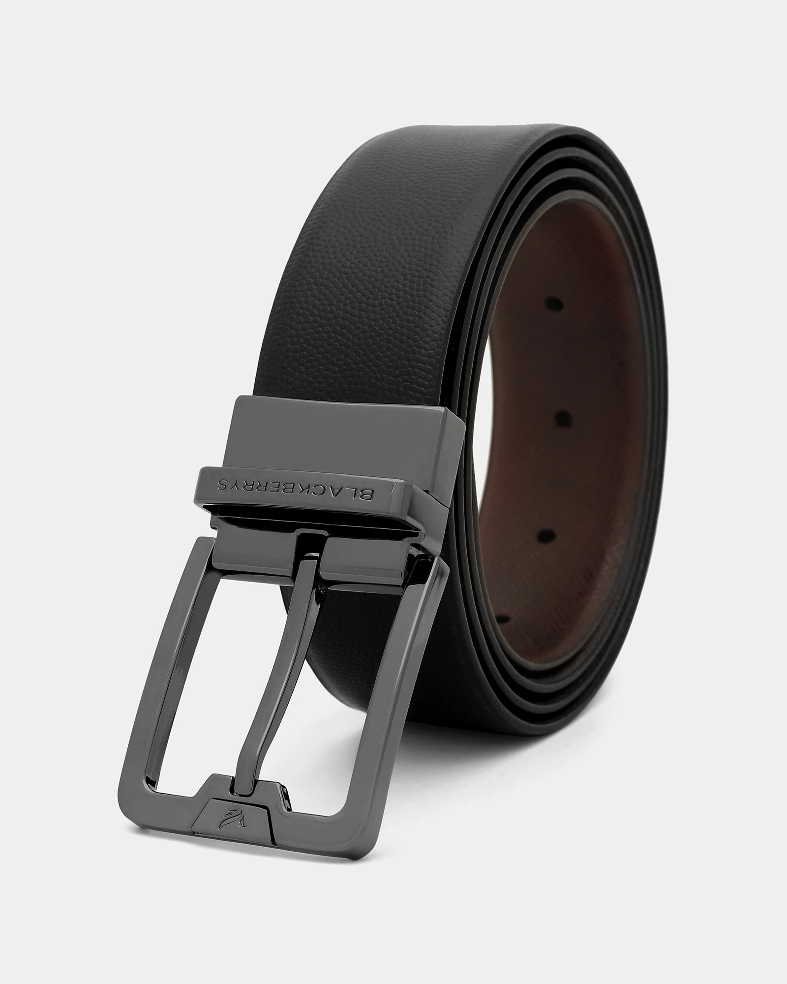 Leather Reversible Black & Burgandy Textured Belt - Arizona - Image 4