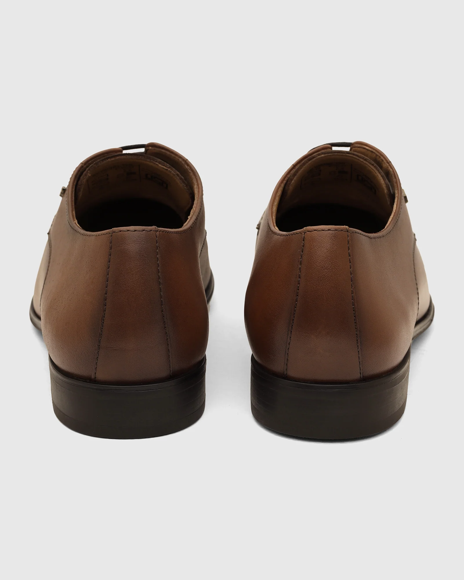 Leather Tan Solid Derby Shoes - Vachel - Image 5