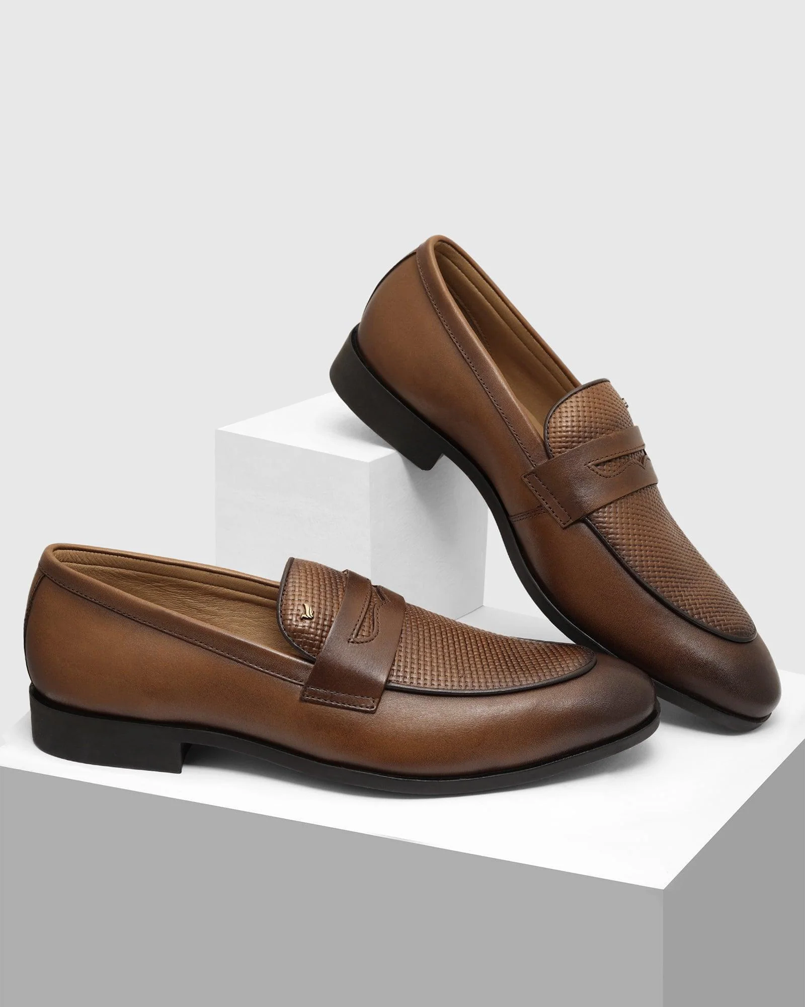 Leather Tan Solid Slip On Shoes - Tanner - Image 3