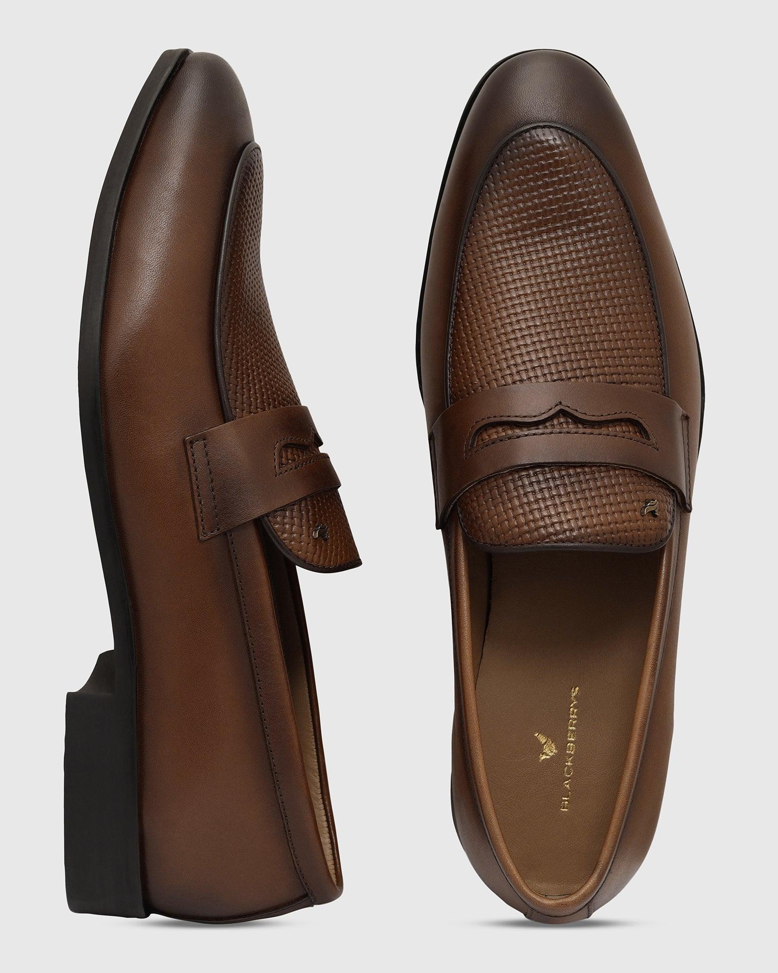 Leather Tan Solid Slip On Shoes - Tanner - Image 4