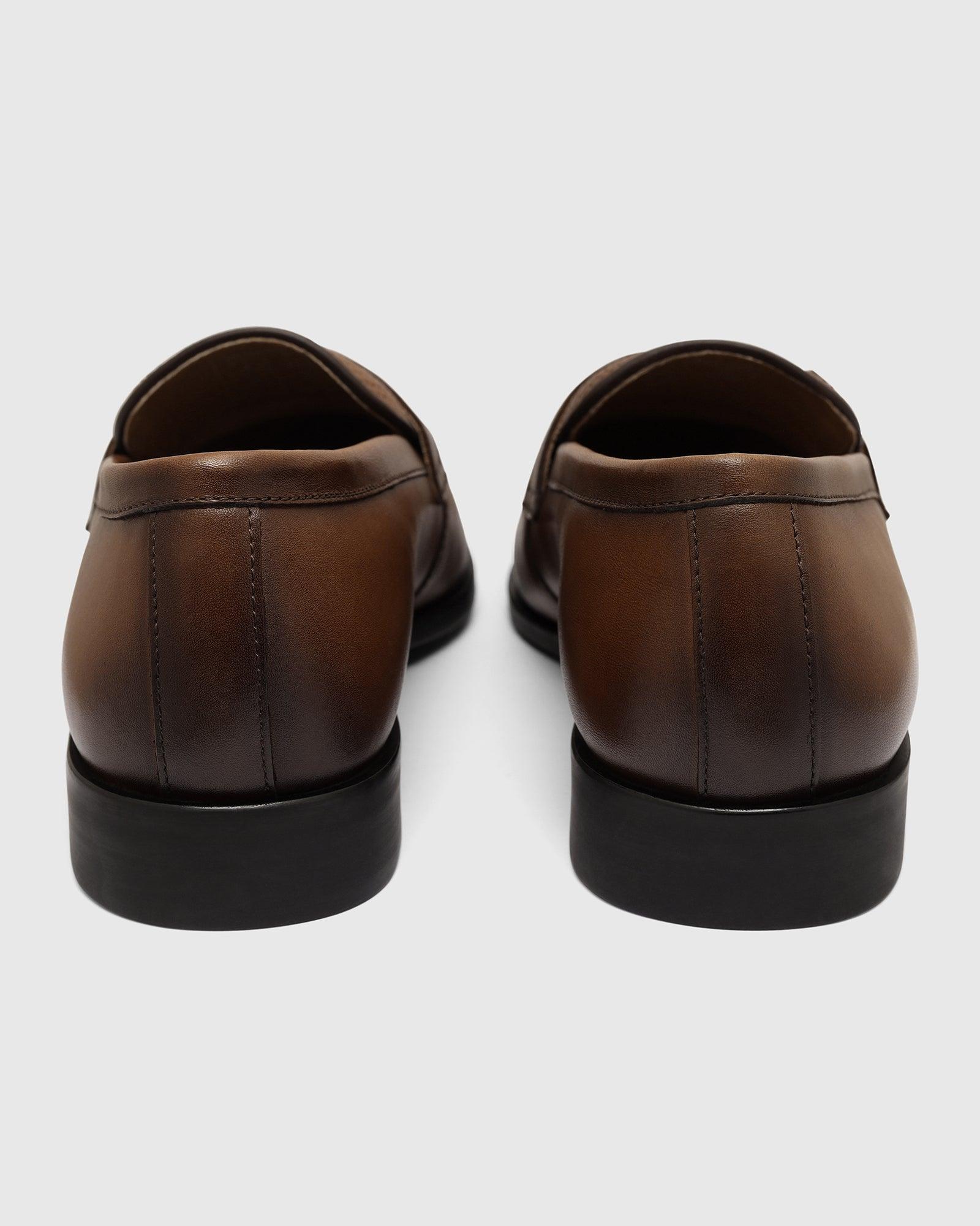 Leather Tan Solid Slip On Shoes - Tanner - Image 5