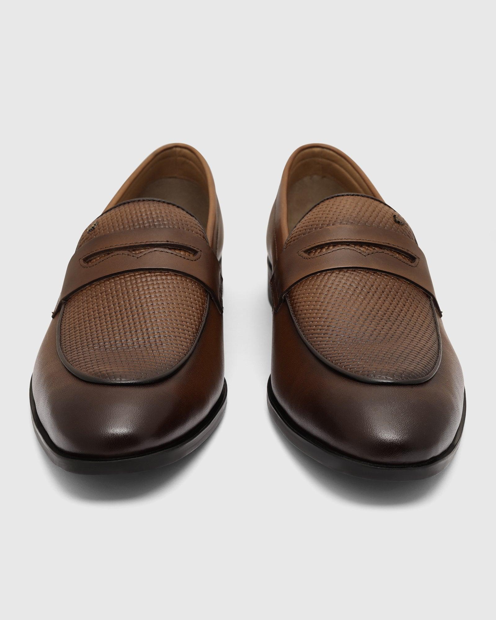 Leather Tan Solid Slip On Shoes - Tanner - Image 7