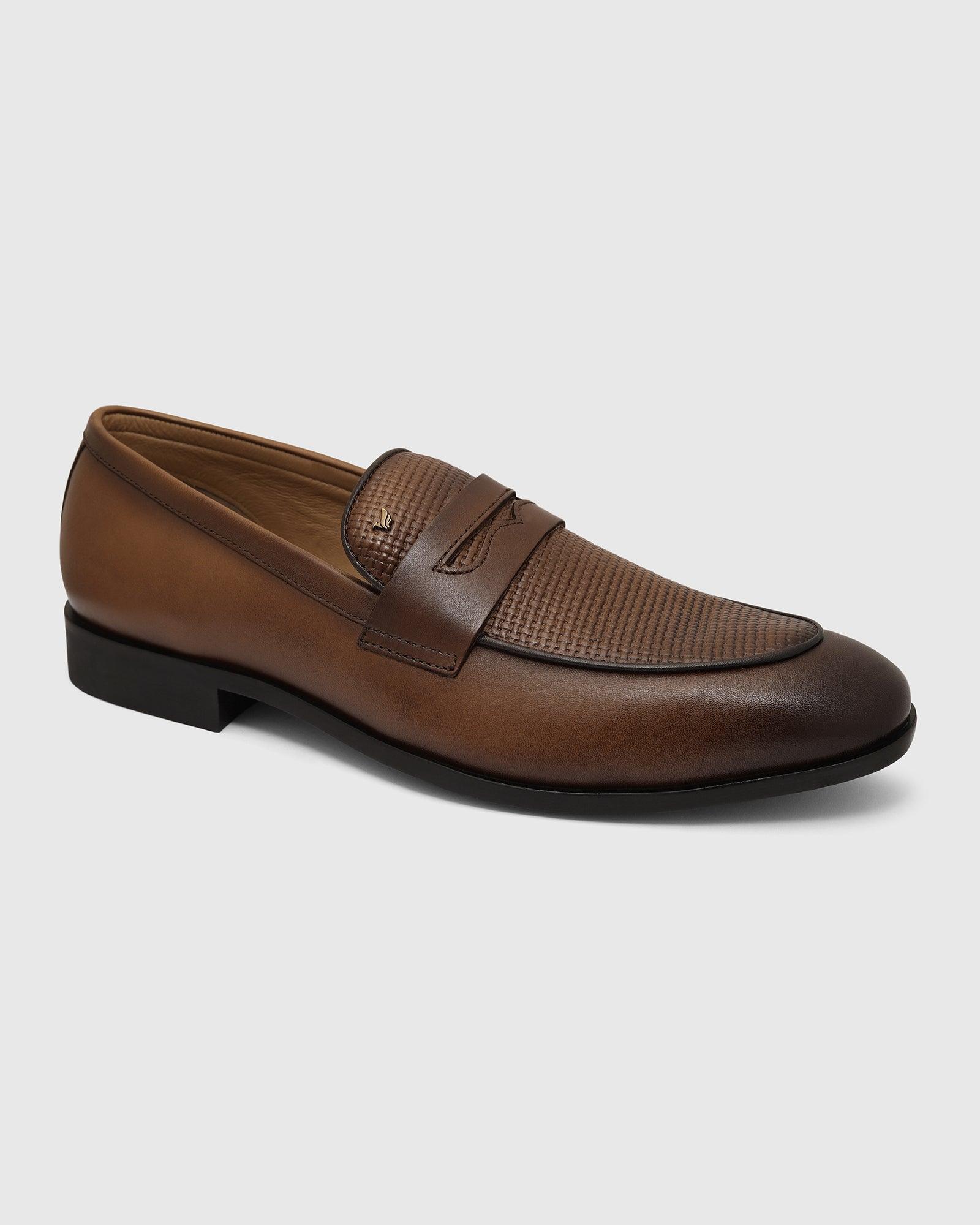 Leather Tan Solid Slip On Shoes - Tanner - Image 8