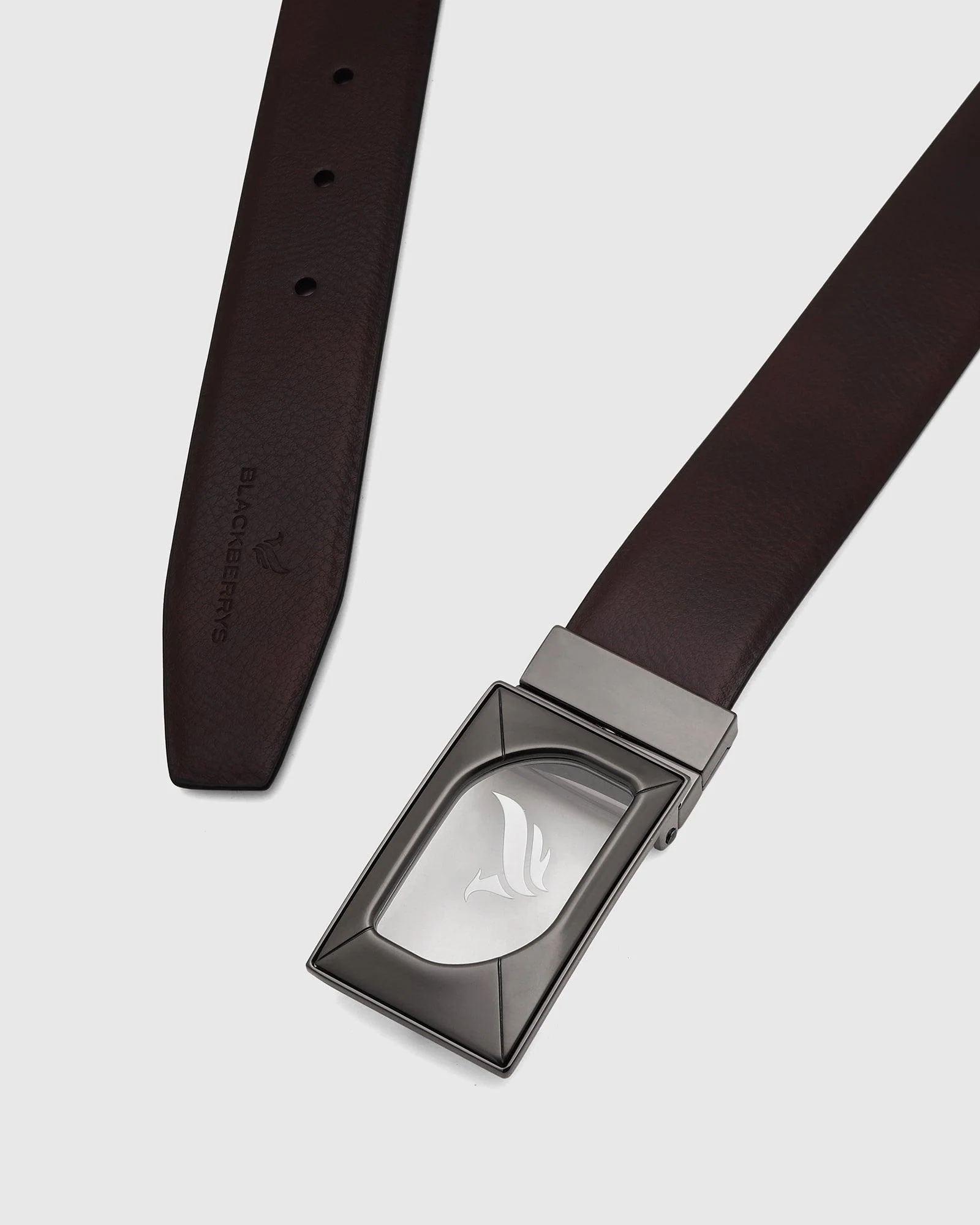 Leather Reversible Wine & Black Solid Belt - Urimon - Image 2
