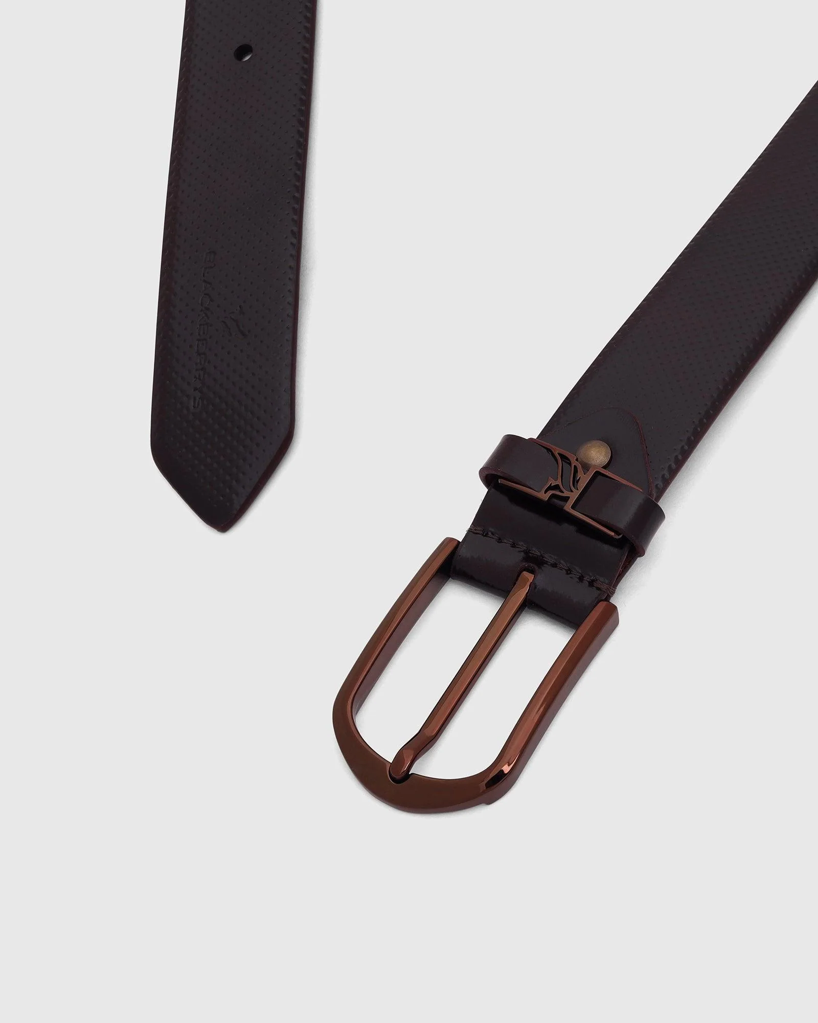 Leather Wine Textured Belt - Uratak - Image 2