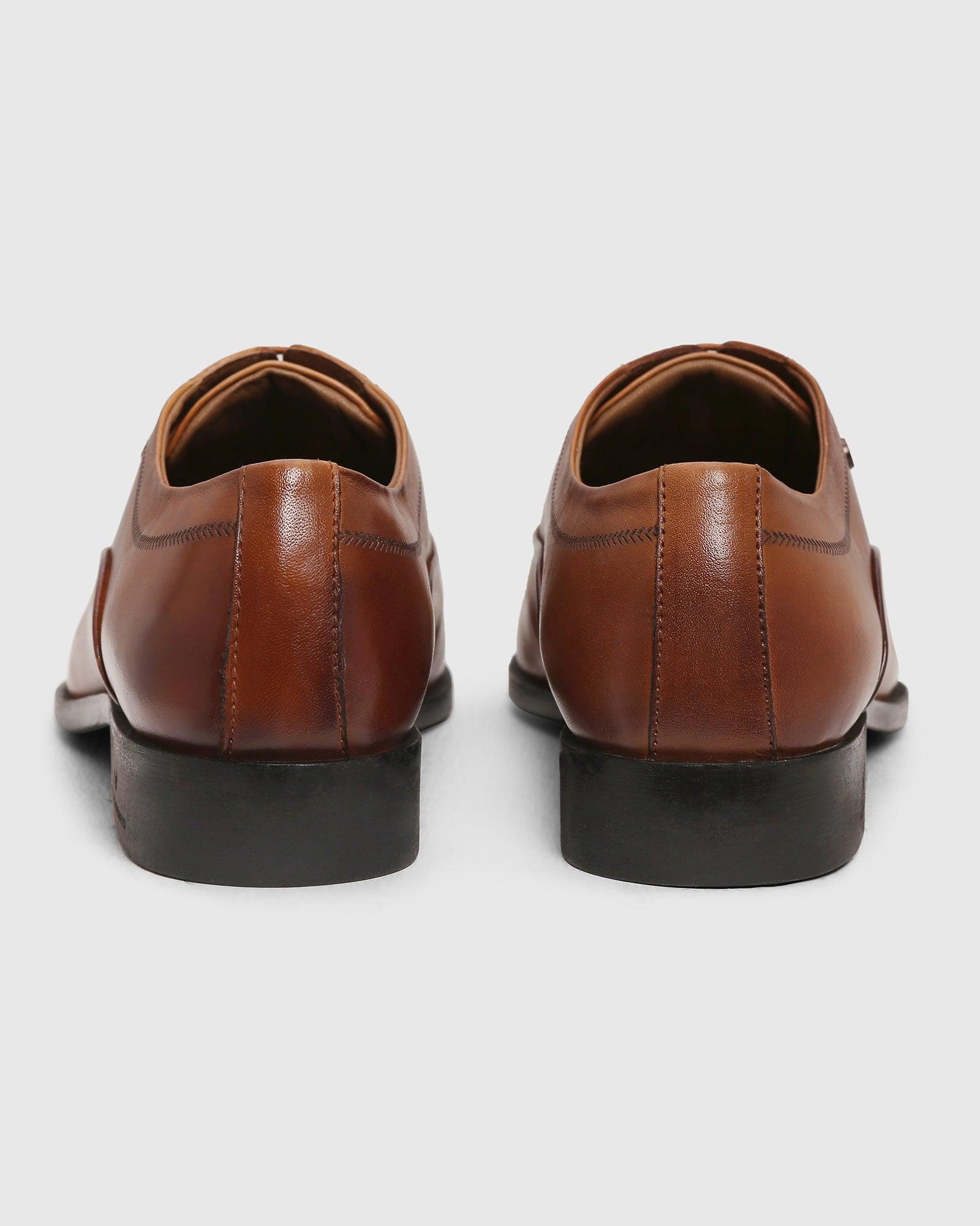 Must Haves Leather Tan Textured Oxford Shoes - Lebum - Image 4