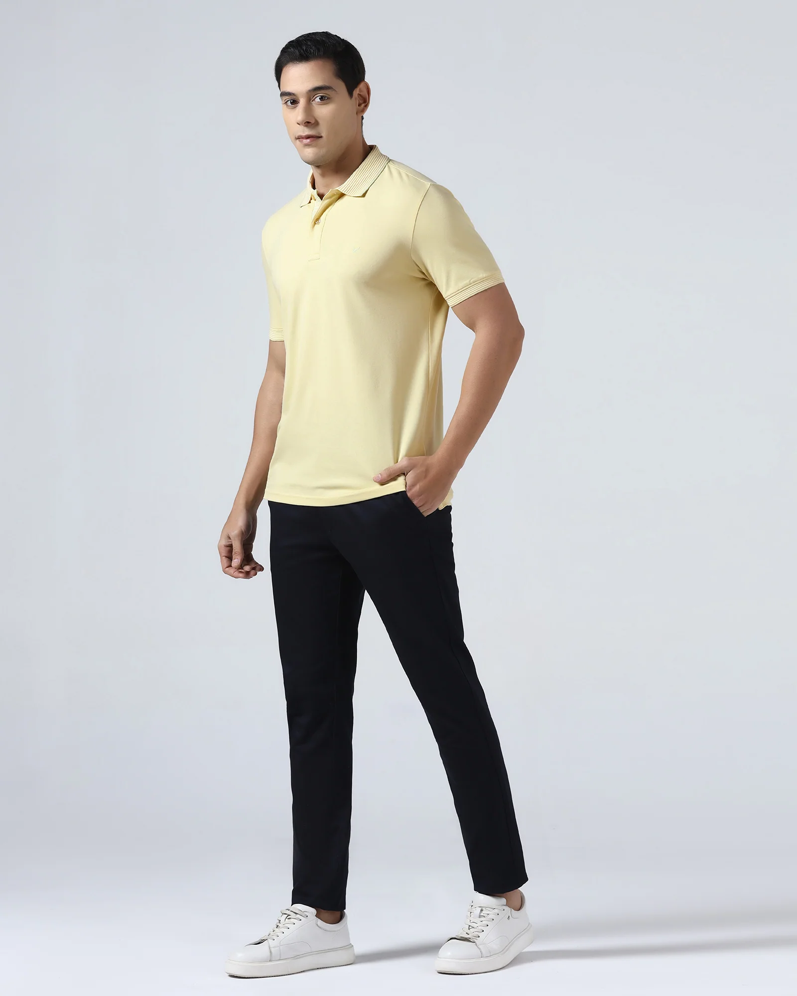 Lemon Yellow Solid Polo - Aesun - Image 3