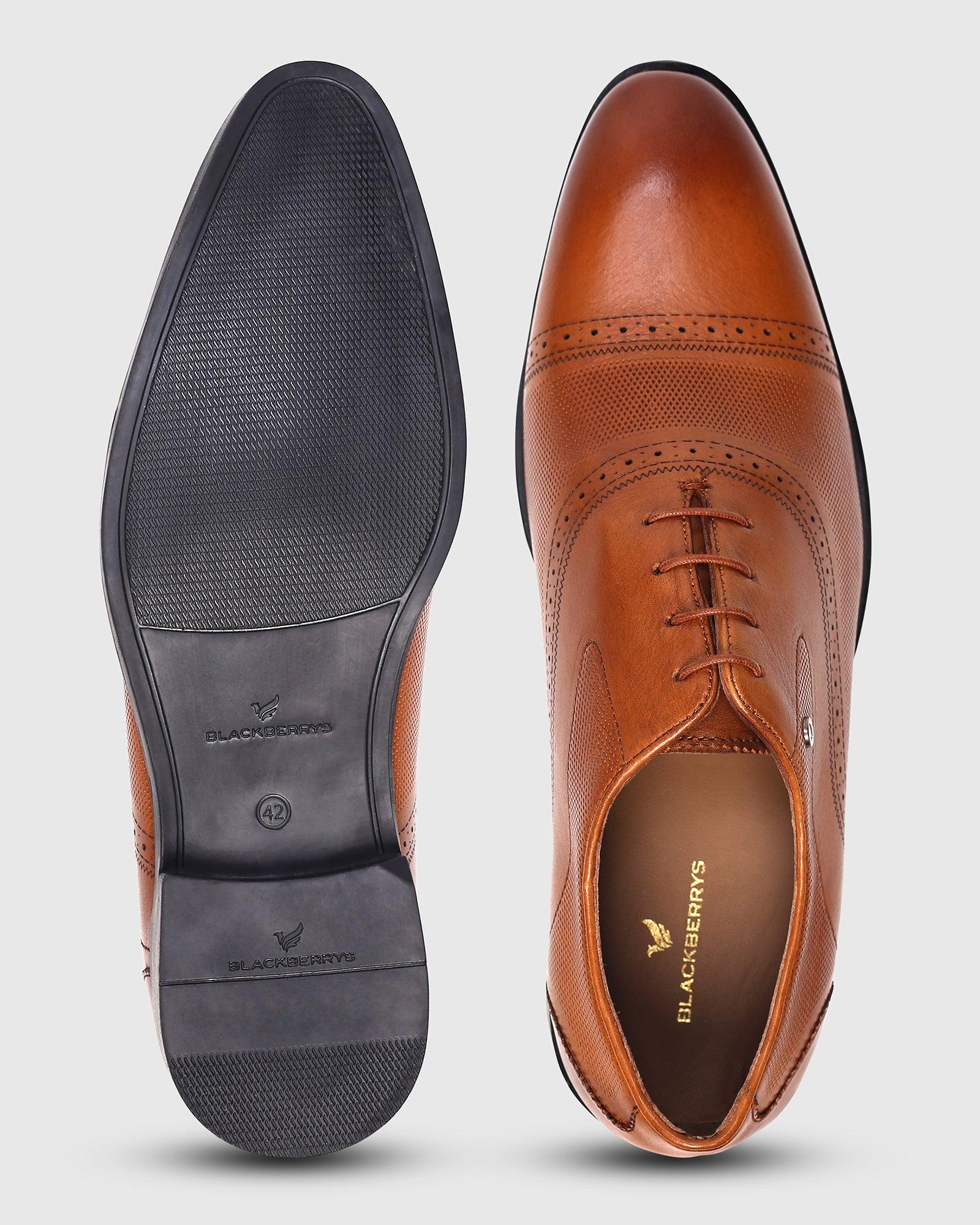 Must Haves Leather Tan Textured Oxford Shoes - Lewis - Image 3