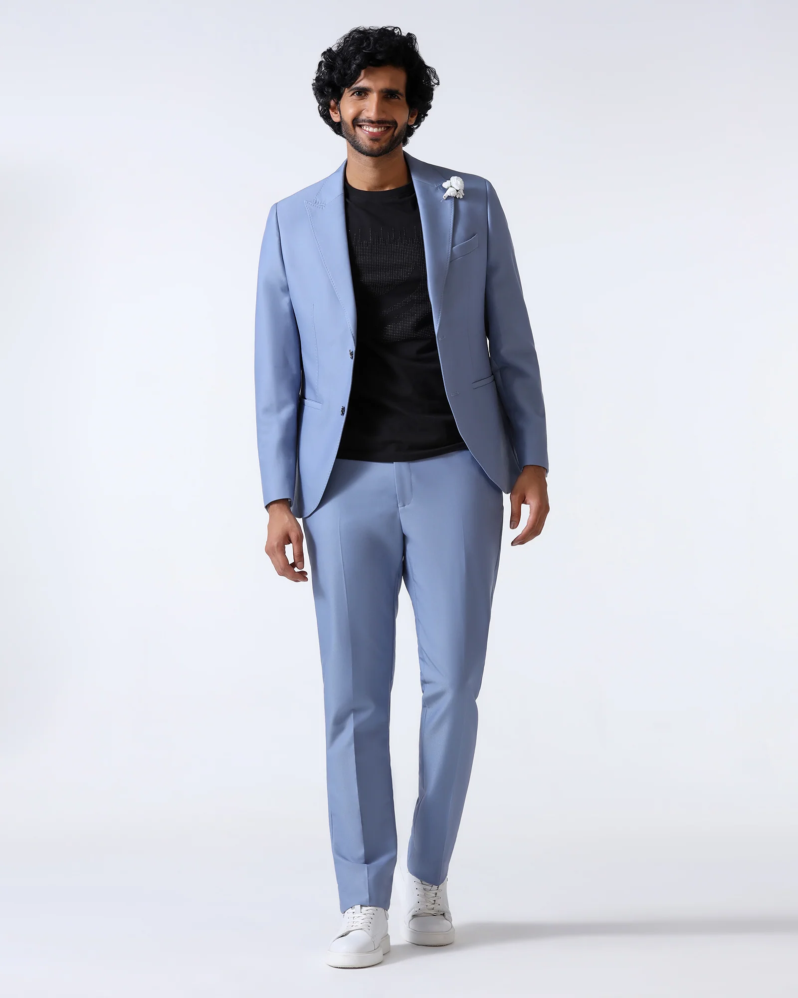 Light Blue Three Piece Solid Suit - Flint - Image 6