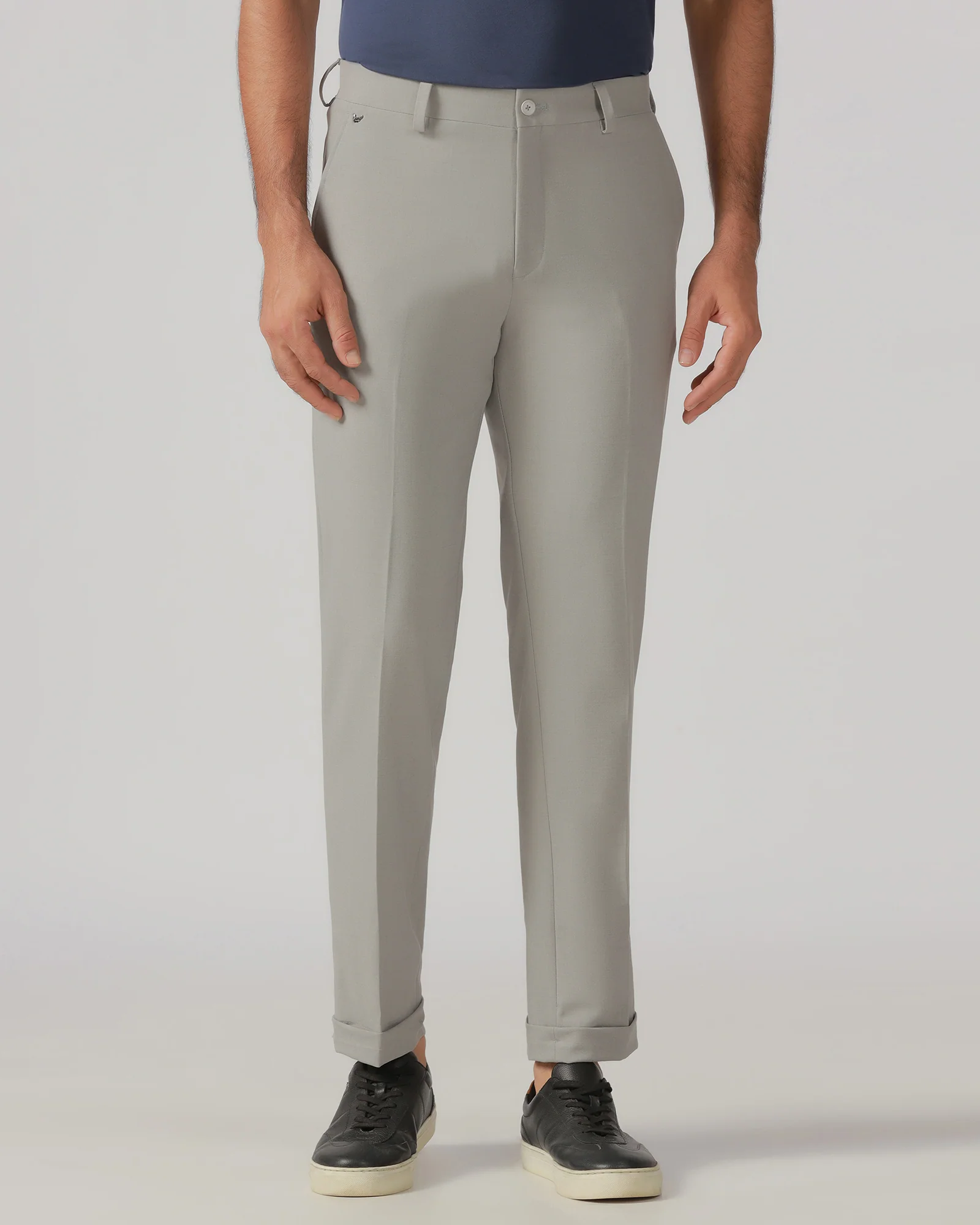Light Grey Relaxed Fit Solid Trouser - Tanqueray - Image 3