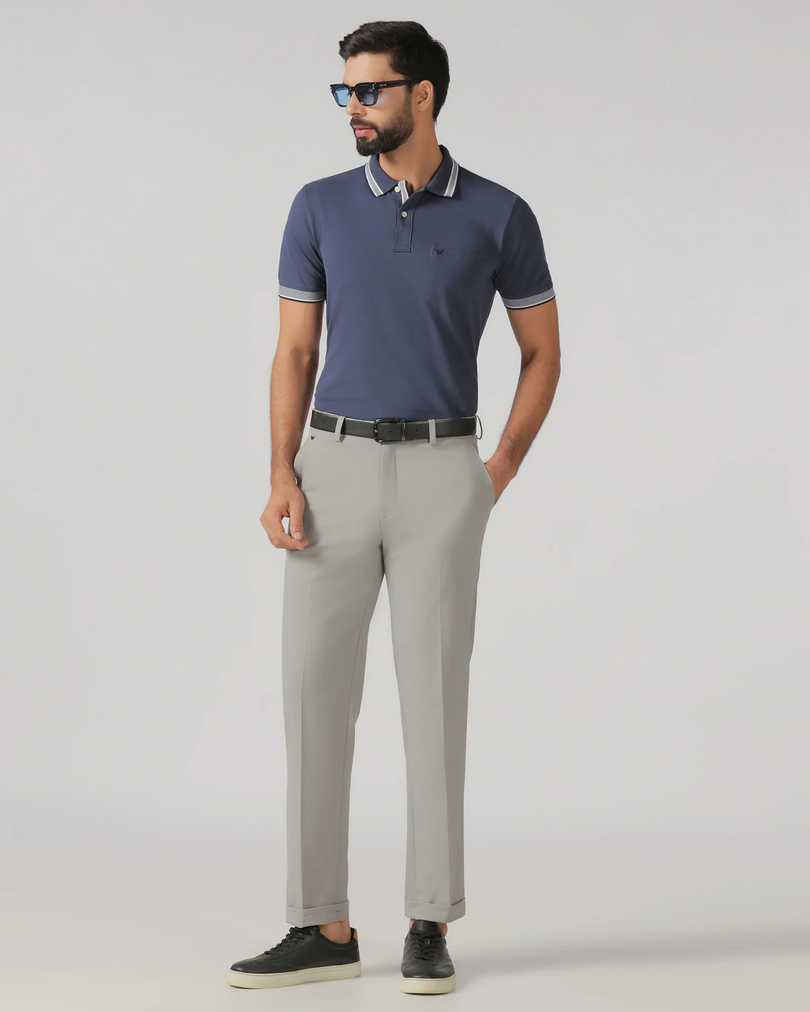 Light Grey Relaxed Fit Solid Trouser - Tanqueray - Image 5