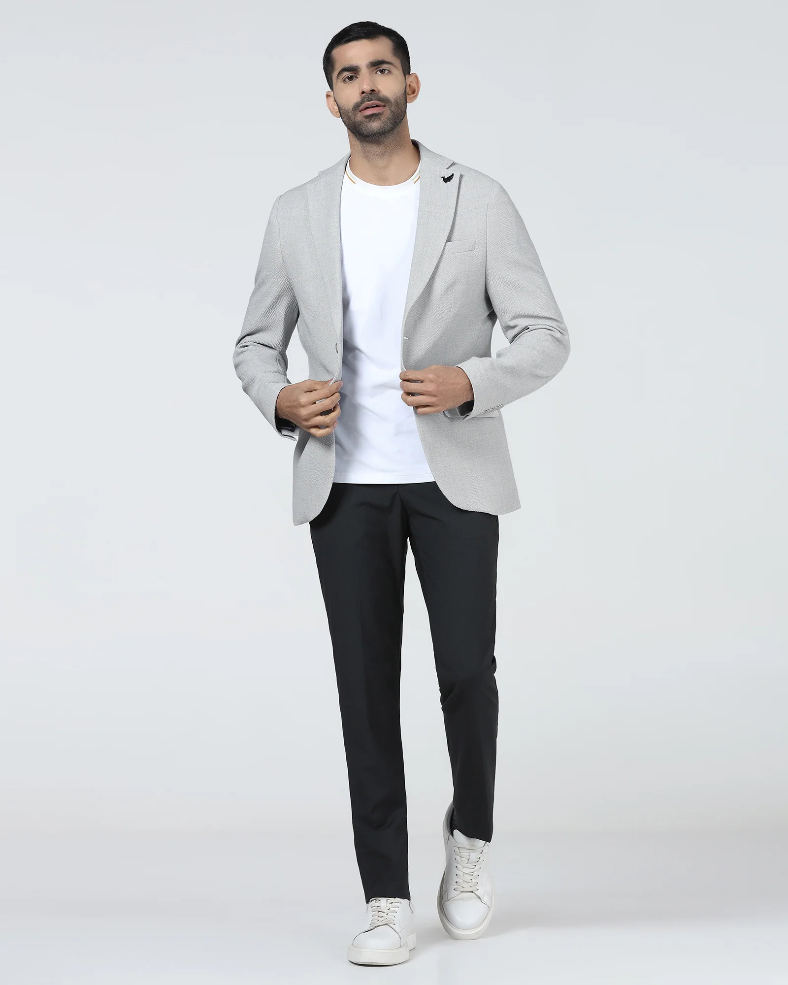Light Grey Textured Blazer - Adams - Image 6