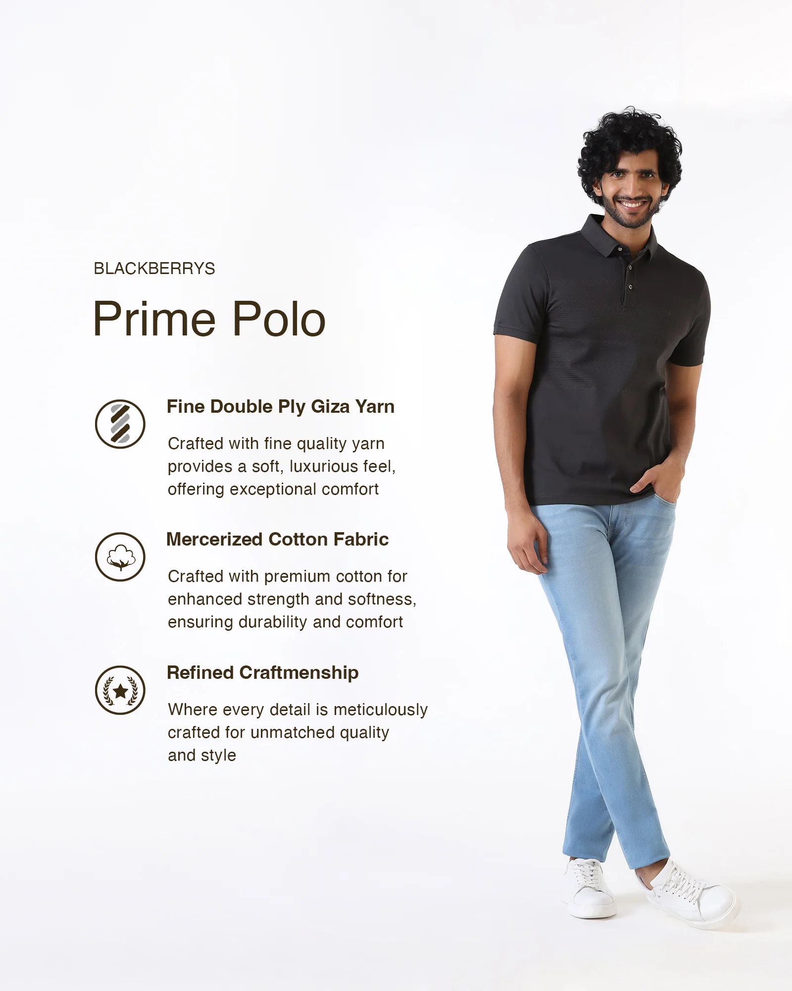 Light Grey Textured Polo - Jap - Image 3