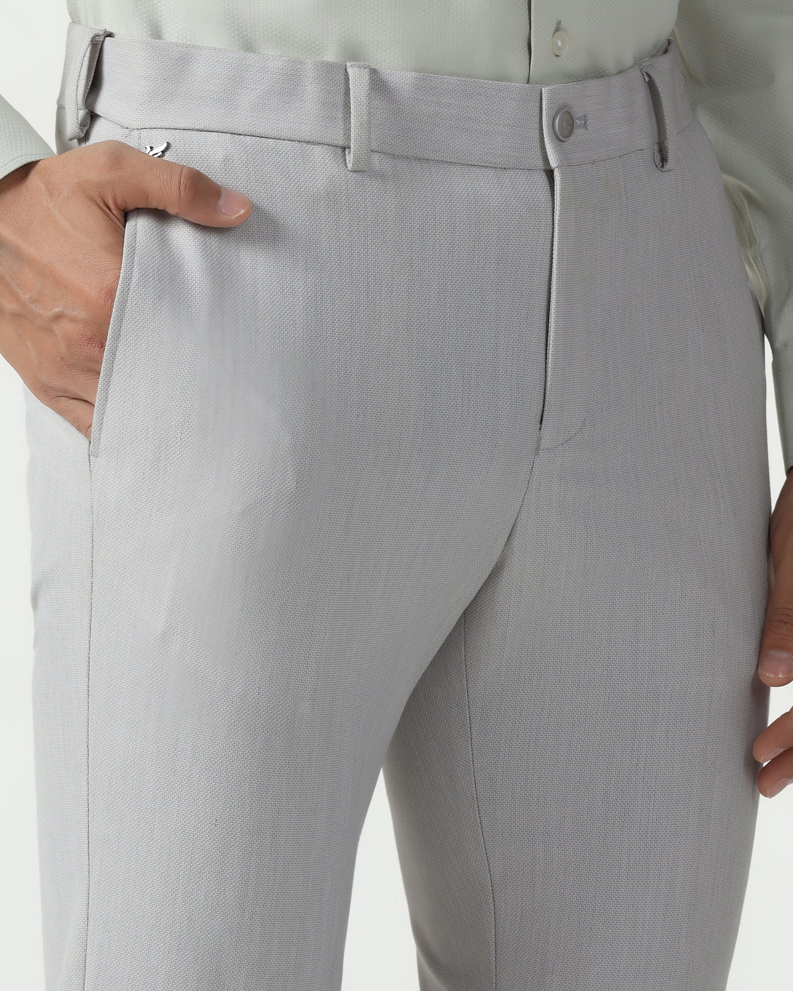 Light Grey Textured Trouser - Chivas - Image 4