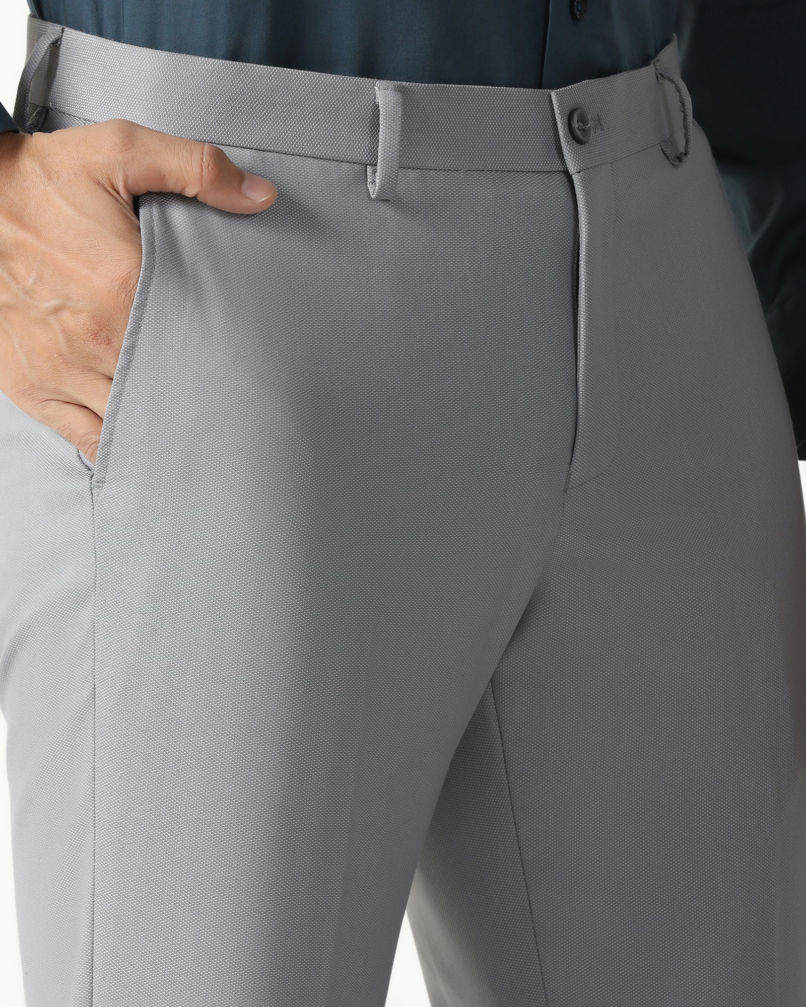 Light Grey Textured Trouser - Monk - Image 4