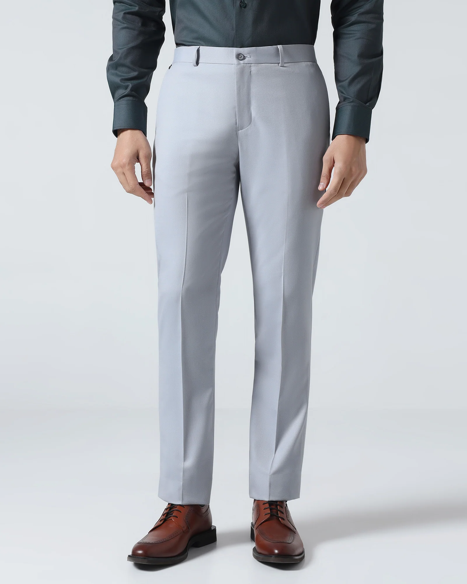 Light Grey Textured Trouser - Peroni - Image 3