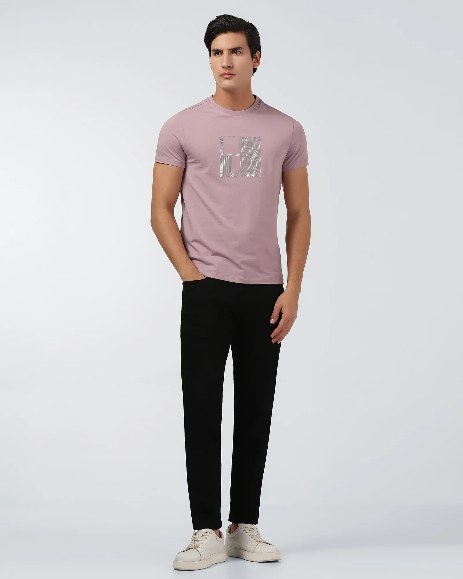 Lilac Crew Neck Printed T-Shirt - Sybill - Image 3
