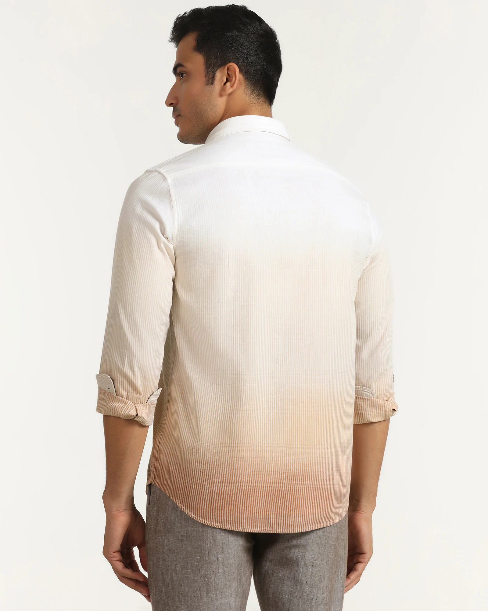 Linen Casual Beige Printed Shirt - Rayen - Image 2
