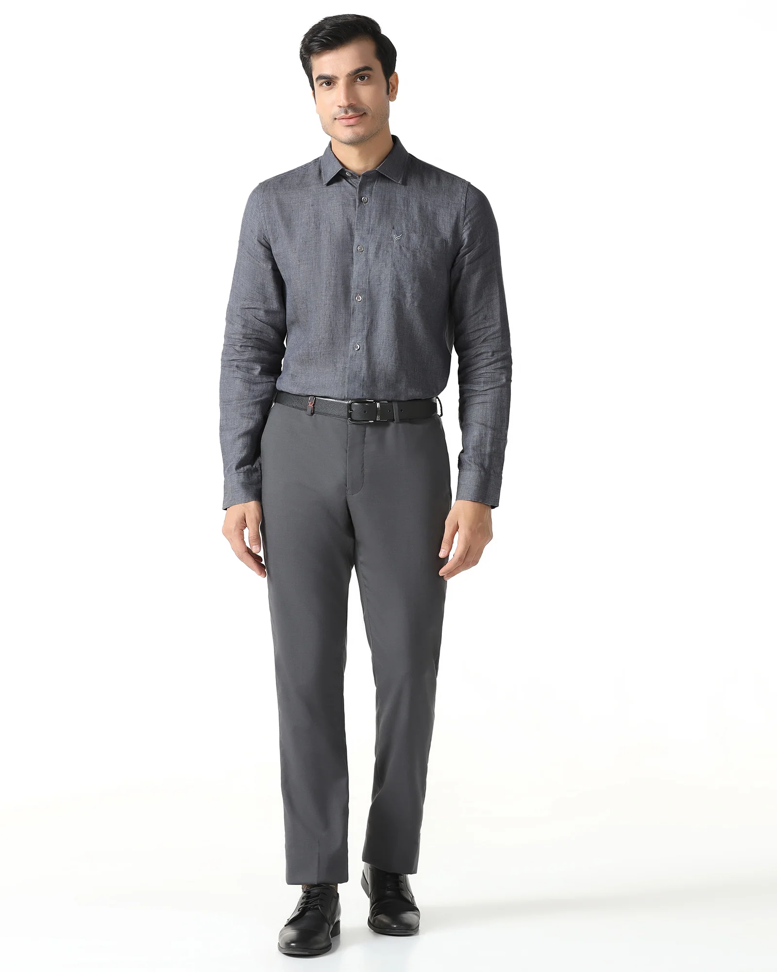 Linen Casual Grey Solid Shirt - Bayek - Image 3